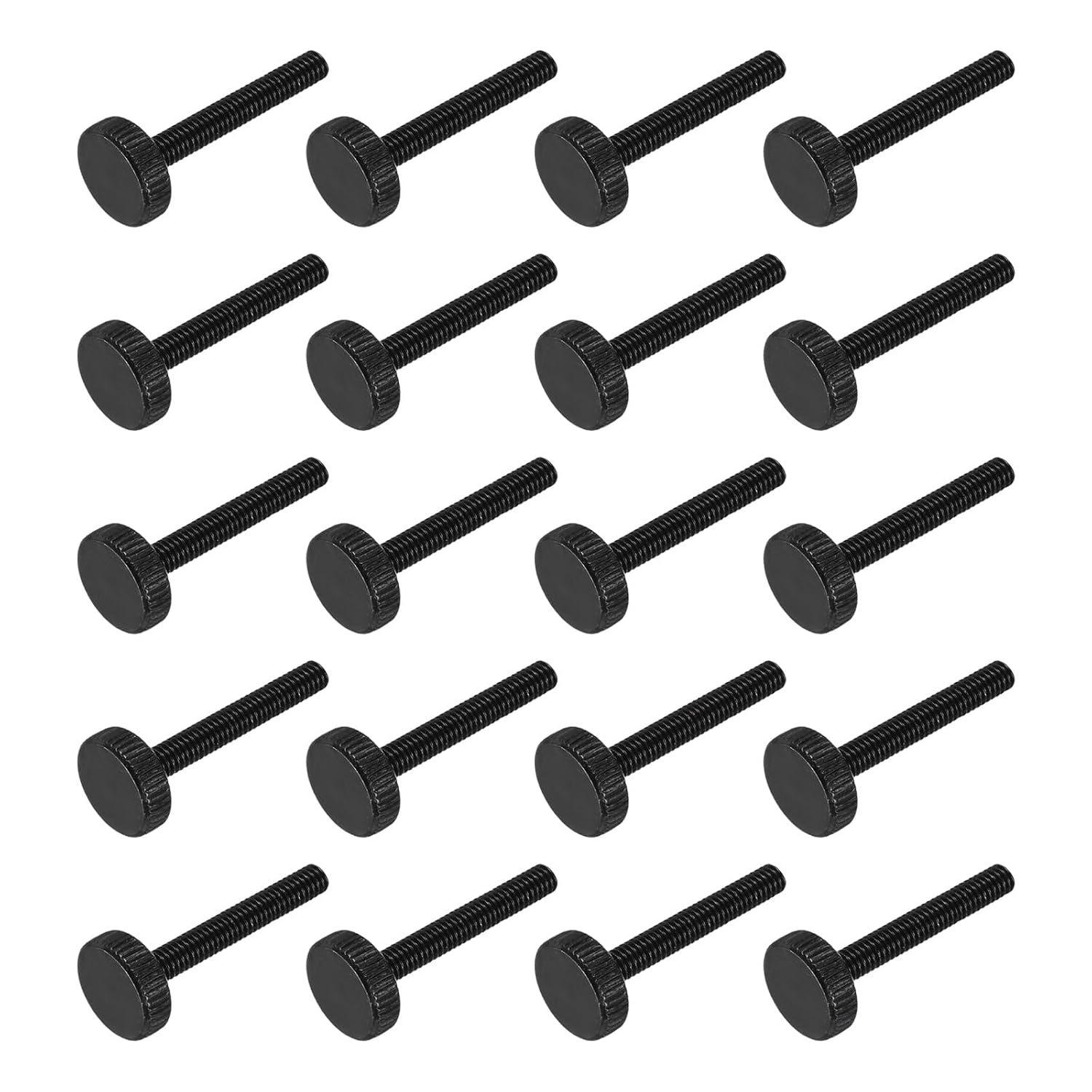 Rändelschrauben M4x30 Mm – 20er-pack – Schwarzer Kohlenstoffstahl – Werkzeugloses Manuelles Anziehen – Diy-möbelbeleuchtung – 12 Mm Kopfdurchmesser