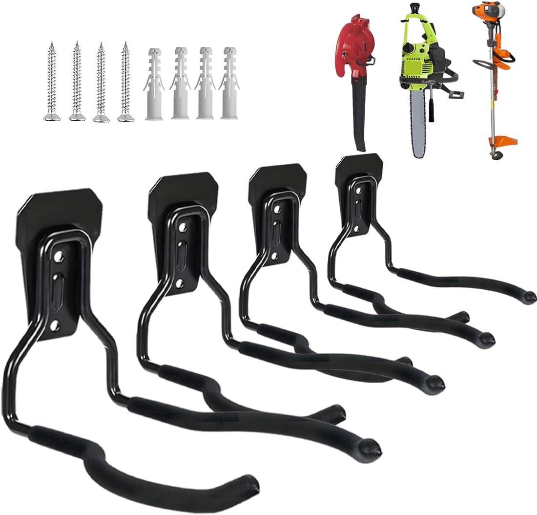 Garagenwandhaken – 4er-set – Pvc-beschichteter Stahl – Robuste Halterung Für Rasenmäher Und Gartengeräte – Für Garten Und Schuppen – 19,5 X 13,5 X 13,2 Cm
