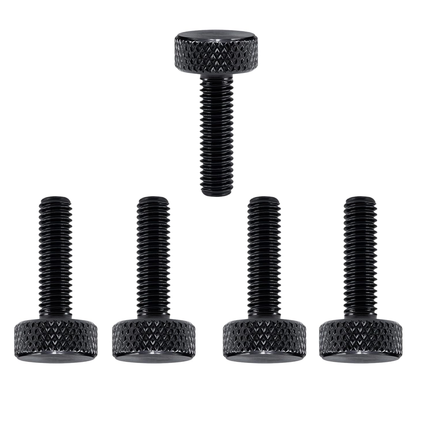 Set Mit 5 Rändelschrauben M5x15 Mm – Schwarz Eloxiertes Aluminium – Flachkopf Ø10 Mm – Werkzeuglose Manuelle Befestigung – Für Metall, Holz Und Acryl