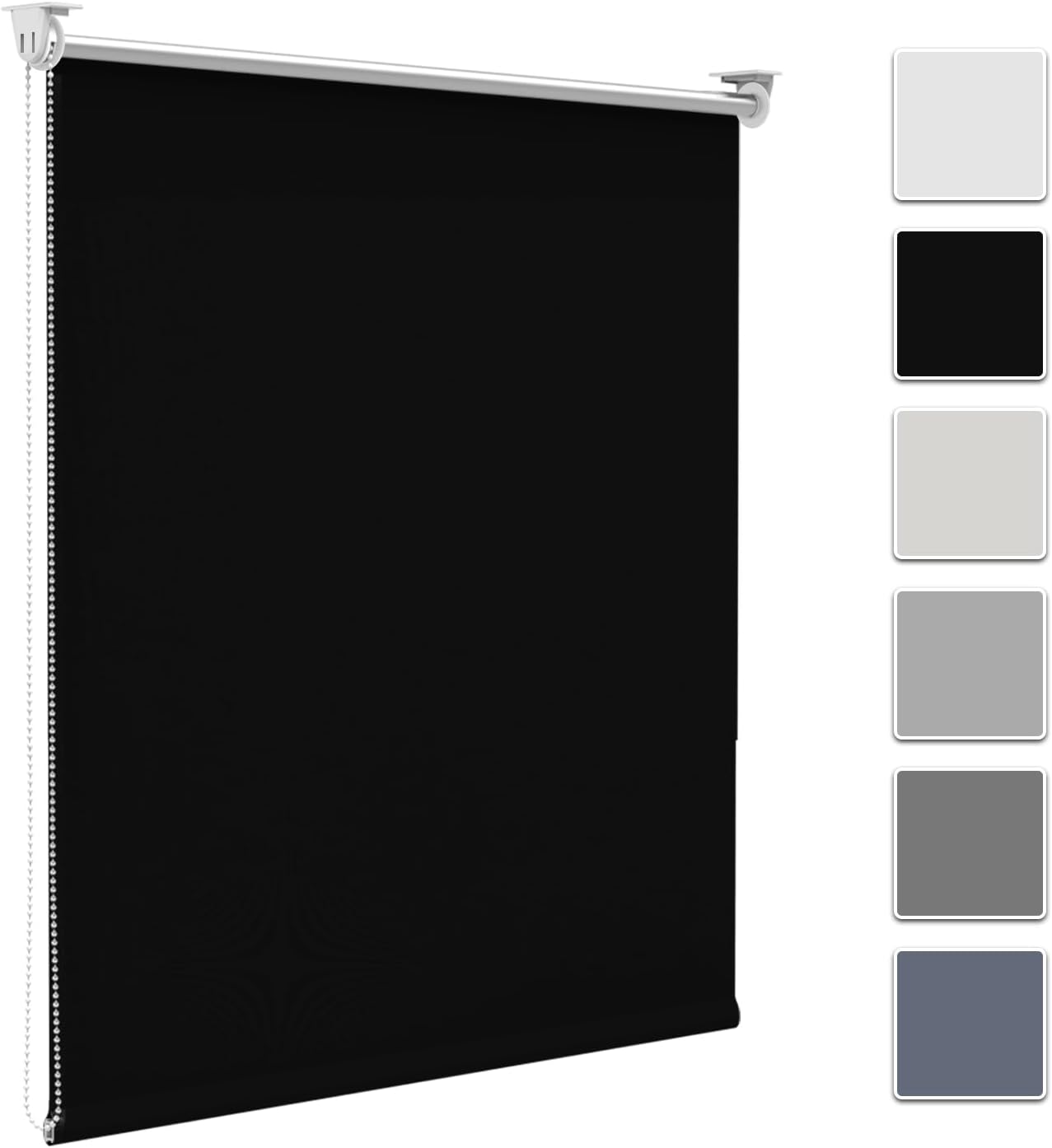 Verdunkelungsrollo – 1-teilig – Schwarzes Polyester – Wärmedämmung – Wohnzimmer, Schlafzimmer, Büro – 60 X 170 Cm