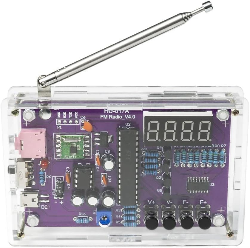 Fm-radio-montagesatz – 1 Stück – Transparentes Acrylglas – Empfangsbereich 87–108 Mhz – Elektronik-hobby