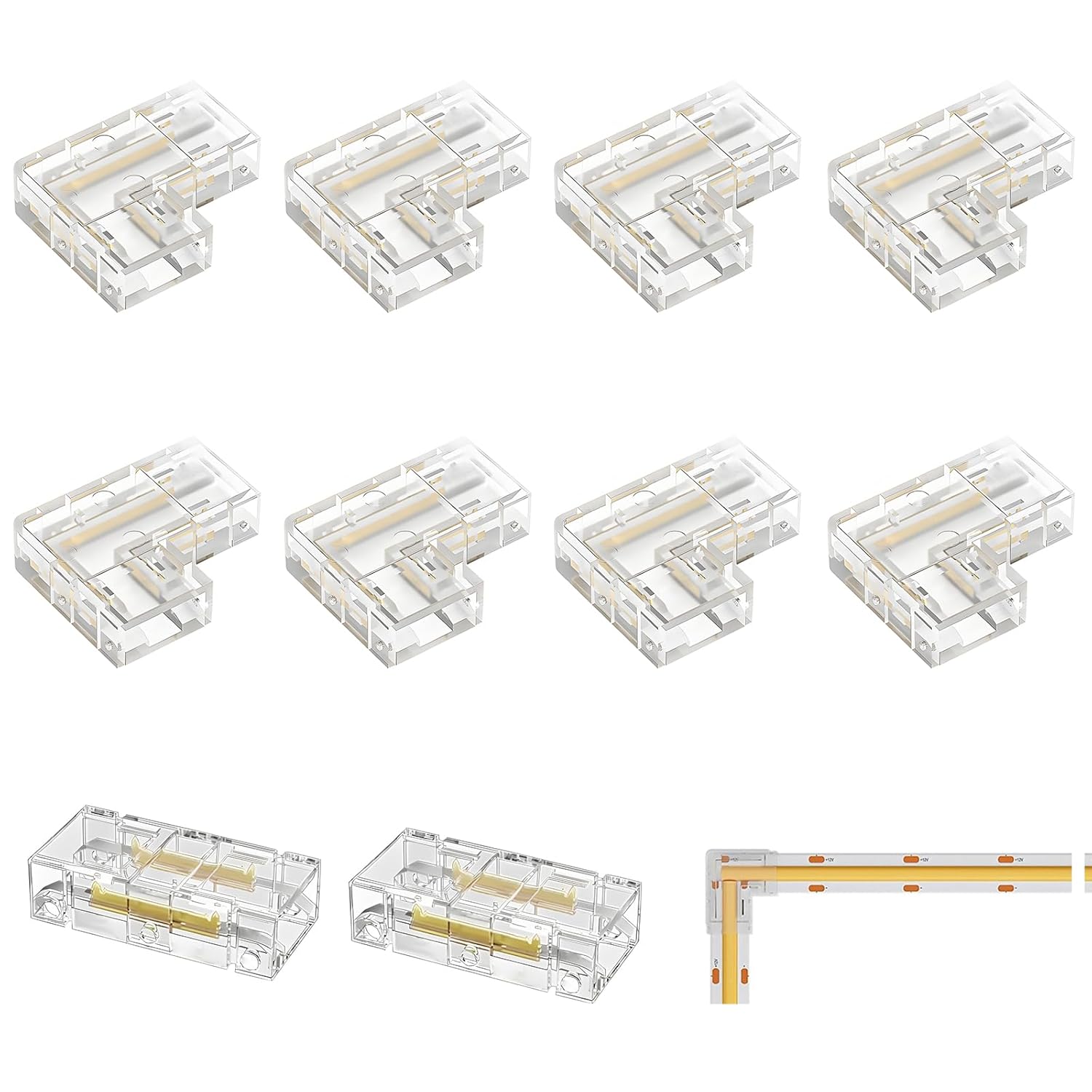 Cob-led-streifenverbinder – 10 Stück – Transparenter Kunststoff – Lötfrei – Für Innenbeleuchtung – 8 Mm