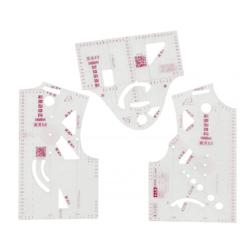 Nählineal – 3er-set – Transparenter Kunststoff – Maßband Für Kleidung Und Stoffe – Für Designer Und Schneider – 50 X 85 Mm