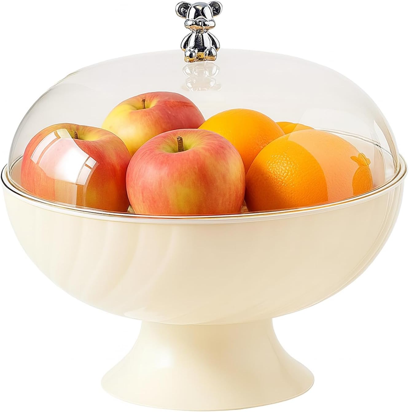 Obstschale Mit Deckel Und Abtropfschale – Bpa-freier Kunststoff – Erhöhter Boden – Für Hochzeiten Und Partys – Transparent – 24 Cm