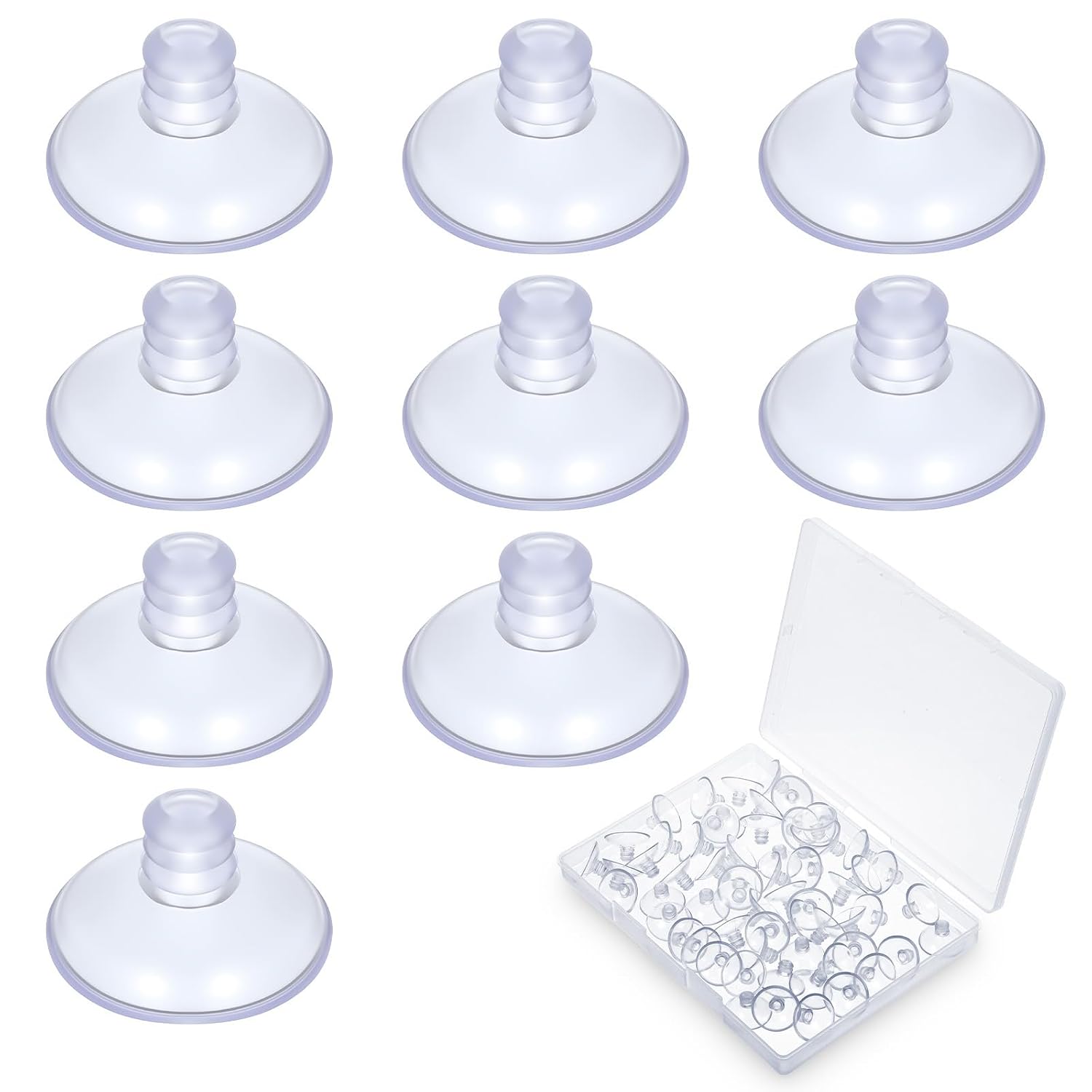 Packung Mit 60 Transparenten Saugnäpfen – 20 Mm – Flexibles Pvc – Starke Haftung Ohne Haken – Für Glastische Und Schreibtische – Transparent
