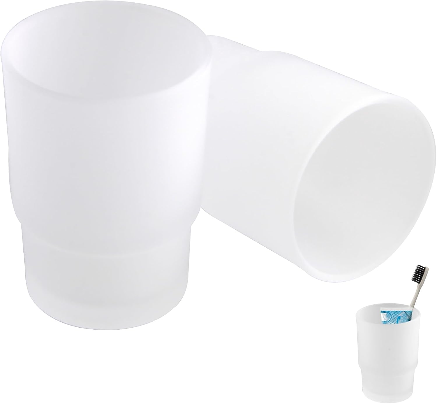 Set Mit 2 Mattierten Glasbechern – 2-teilig – Modernes Design – Zahnbürstenaufbewahrung – Elegantes Badezimmer – 200 Ml, Klar