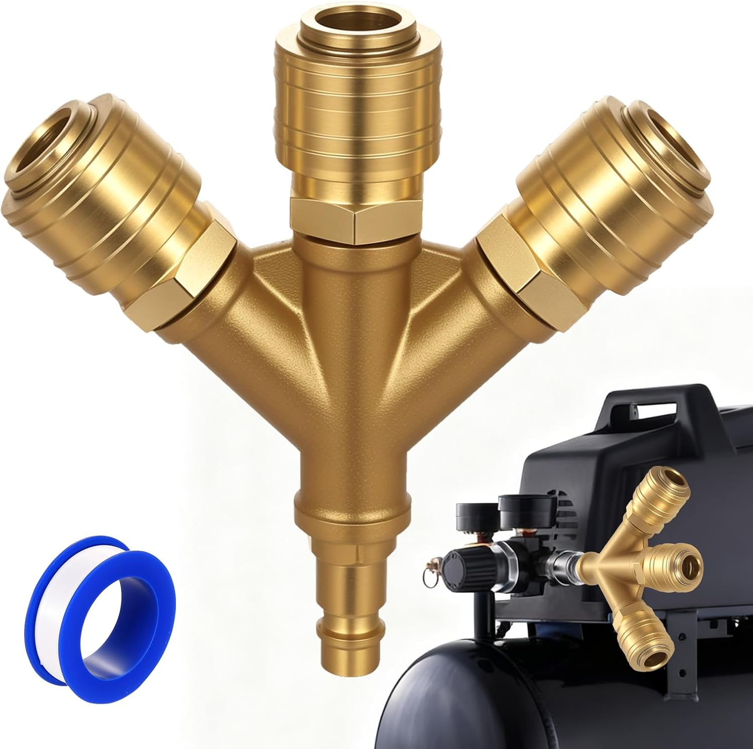 1/4"-luftverteiler – 1-teilig – Vernickeltes Messing – 3-wege-verteiler – Werkstatt Und Garage