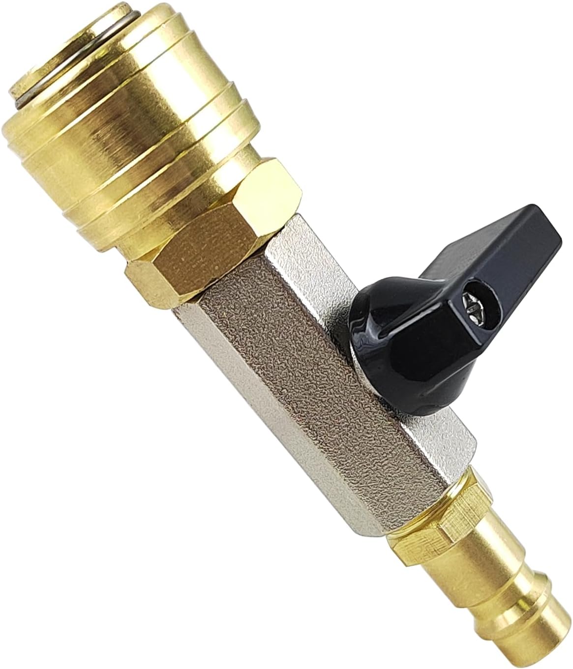 Druckluft-absperrventil – 1 Stück – Vergoldetes Metall – 1/4-zoll-schnellanschluss – Für Kompressoren Und Industrieschläuche – Dn 7,2
