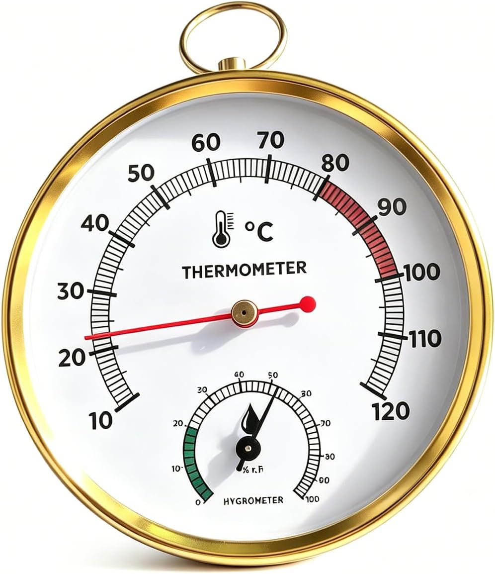 Sauna-thermometer/hygrometer – 1 Stück – Holz Und Glas – Misst Temperatur Und Luftfeuchtigkeit – Für Sauna Und Dampfbad – Gut Ablesbares Zifferblatt