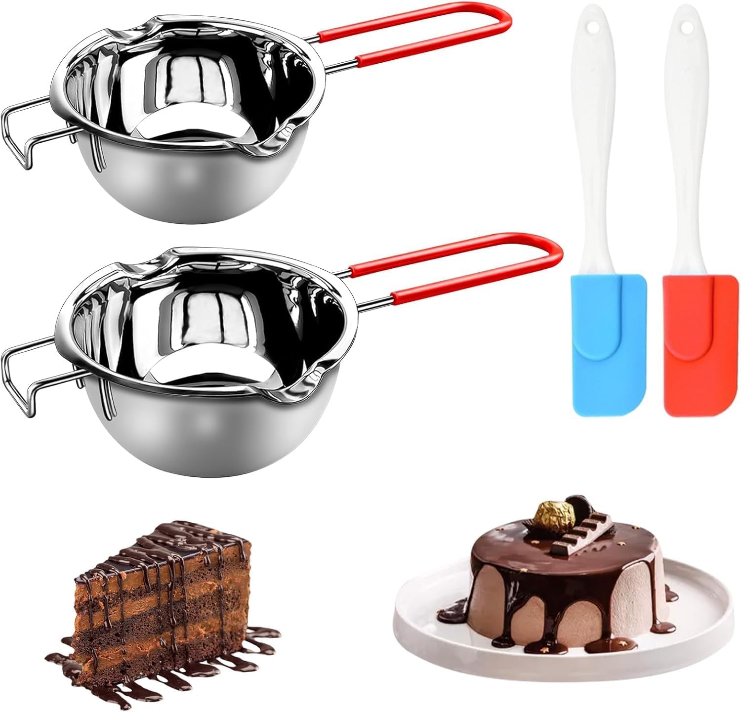 Le Creuset Bain-marie – 2-teilig – Edelstahl 304 – Zum Schmelzen Von Schokolade Und Wachs – Küche Und Bastelbedarf – 400 Ml Und 600 Ml