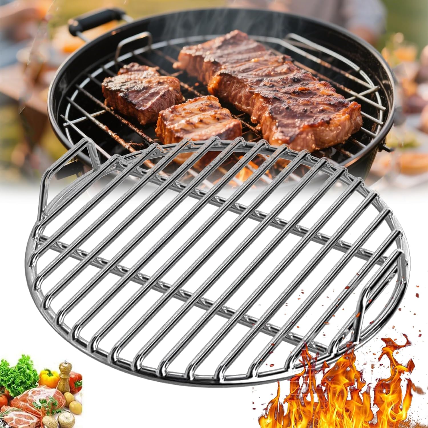 Runder Grillrost – 1 Stück – Edelstahl – Gleichmäßige Hitzeverteilung – Ideal Für Camping, Garten Und Picknick – Durchmesser 28 Bis 55 Cm