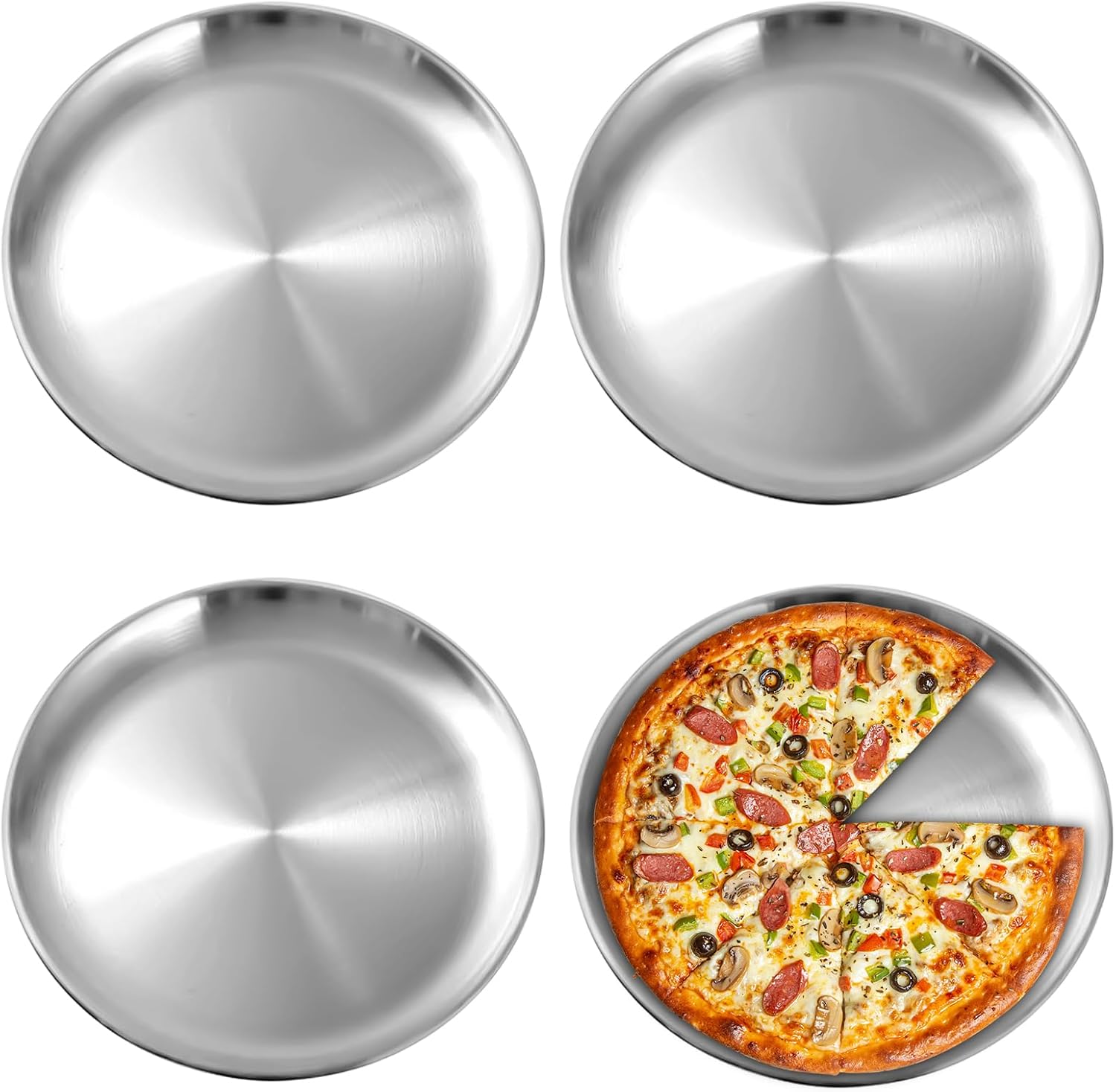 Edelstahlteller – 4er-set – Edelstahl 304 – Hitzebeständig – Ideal Für Camping, Kochen Und Picknicks – 30 Cm, Silber