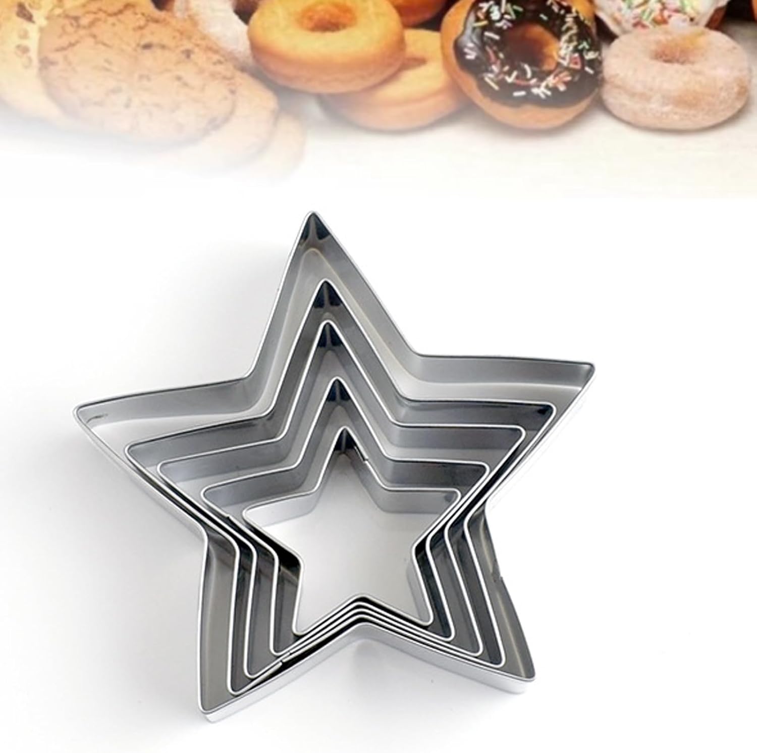 Sternförmige Ausstechformen – 5er-set – Edelstahl – Zum Ausstechen Von Gebäck Und Käse – Für Küche Und Bastelbedarf – 9,8 Cm Bis 4 Cm