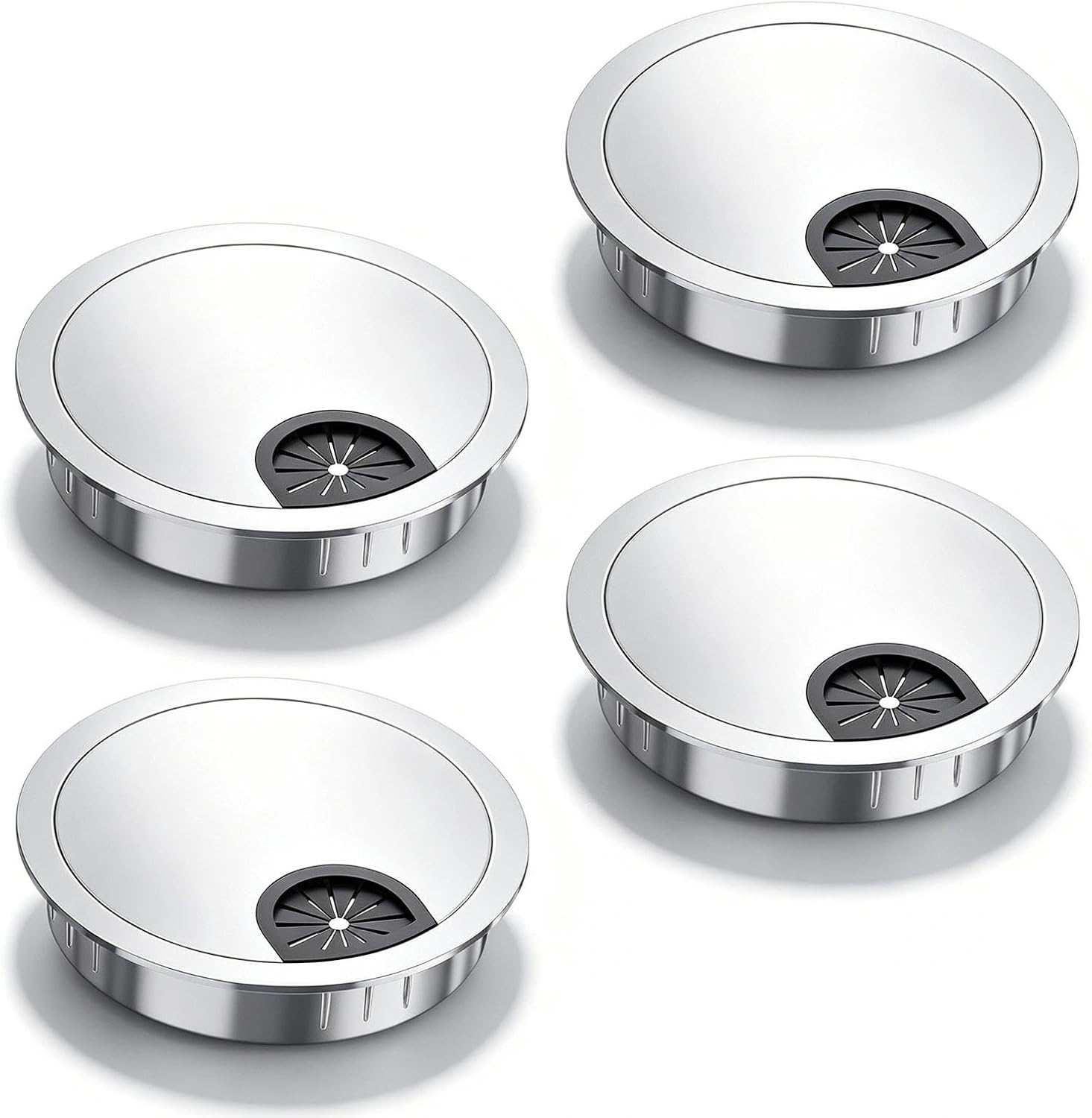 Kabeldurchführungen – 4er-pack – Zinklegierung – Silber – 57–60 Mm Loch – Schreibtisch