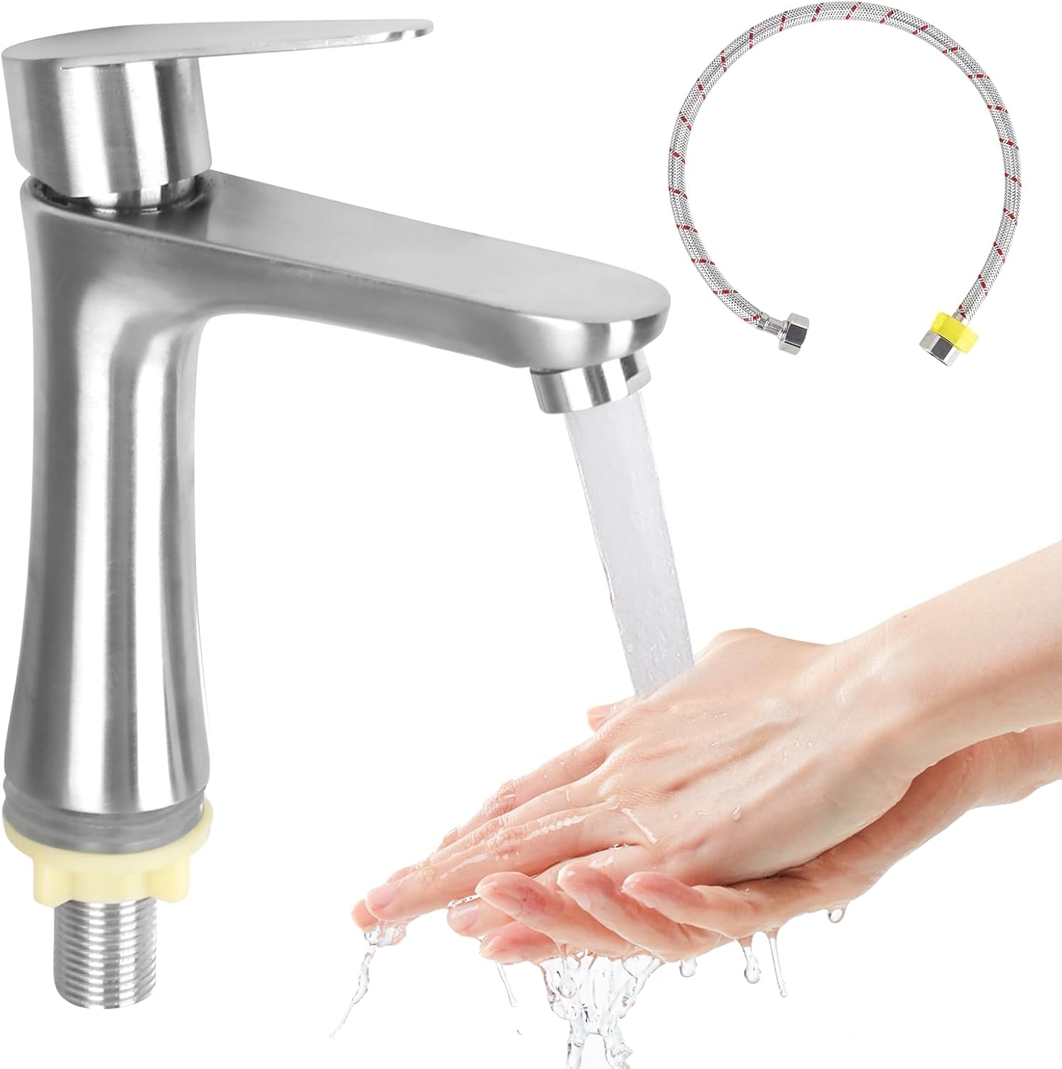 Kaltwasserhahn – 1 Stück – Edelstahl – Einhebelmischer – Badezimmer/gästetoilette – Silber