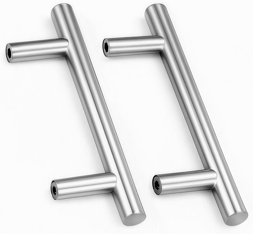 Möbelgriffe - 2 Stück - Edelstahl - Silberfarben - 96 Mm Abstand - Für Küche Und Schublade