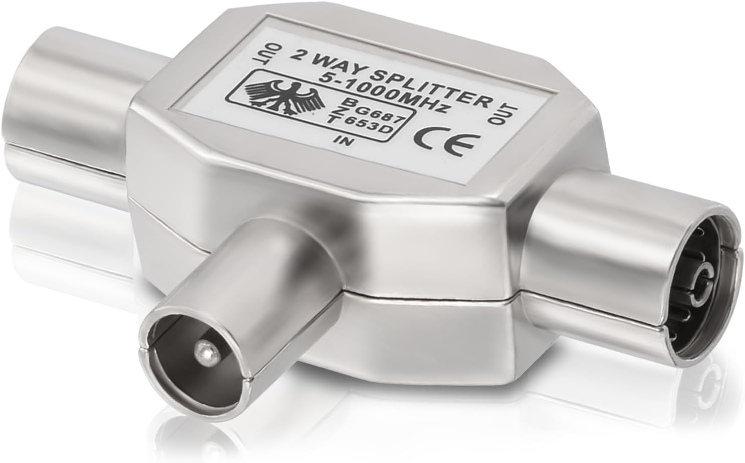 2-wege-satelliten-splitter – 1 Stück – Metall – Tv-antennen-splitter – Für Fernseher – Silber