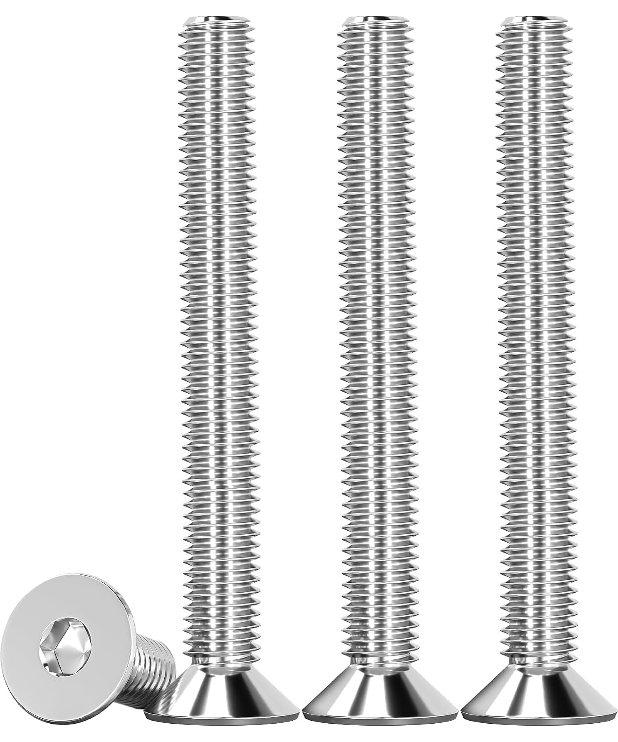 Packung Mit 25 Senkkopfschrauben M6x50 Mm – Edelstahl A2 – Robuste, Flächenbündige Befestigung – Für Heimwerker Und Handwerker – Silber