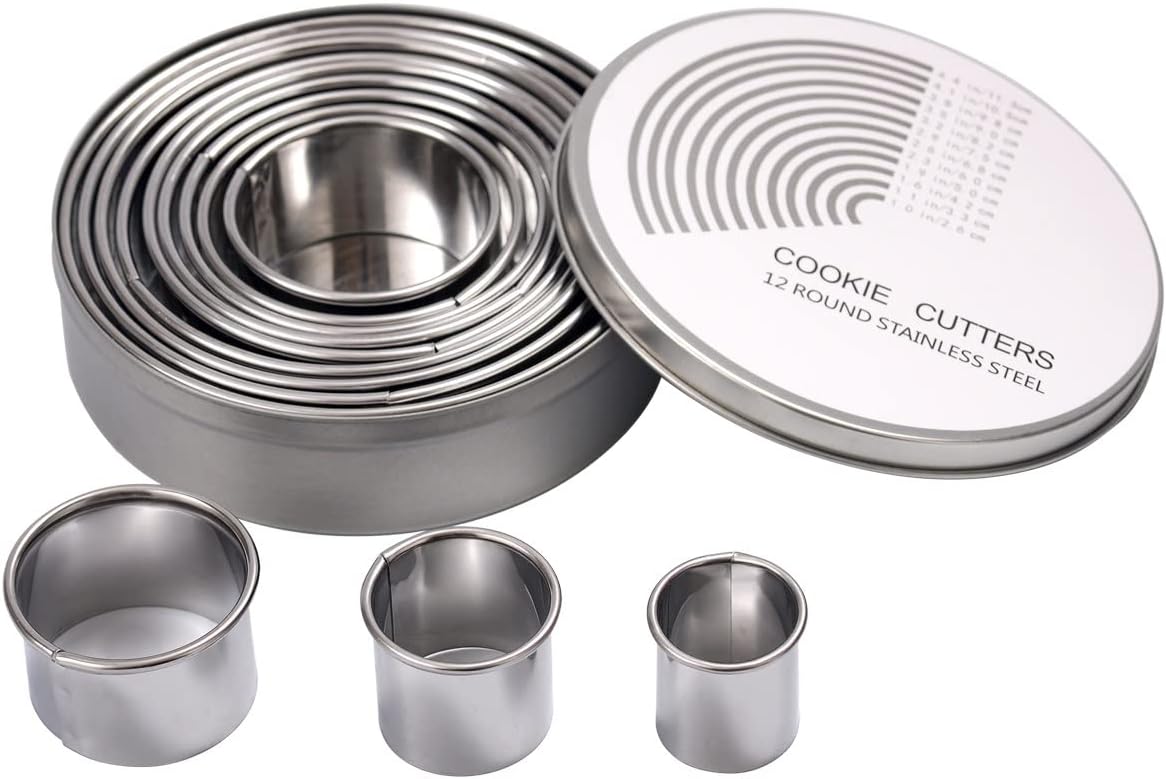 Runde Ausstechformen – 12 Stück – Edelstahl – Präzises Ausstechen Für Gebäck, Kekse Und Kuchen – 2,8 Cm Bis 11,5 Cm