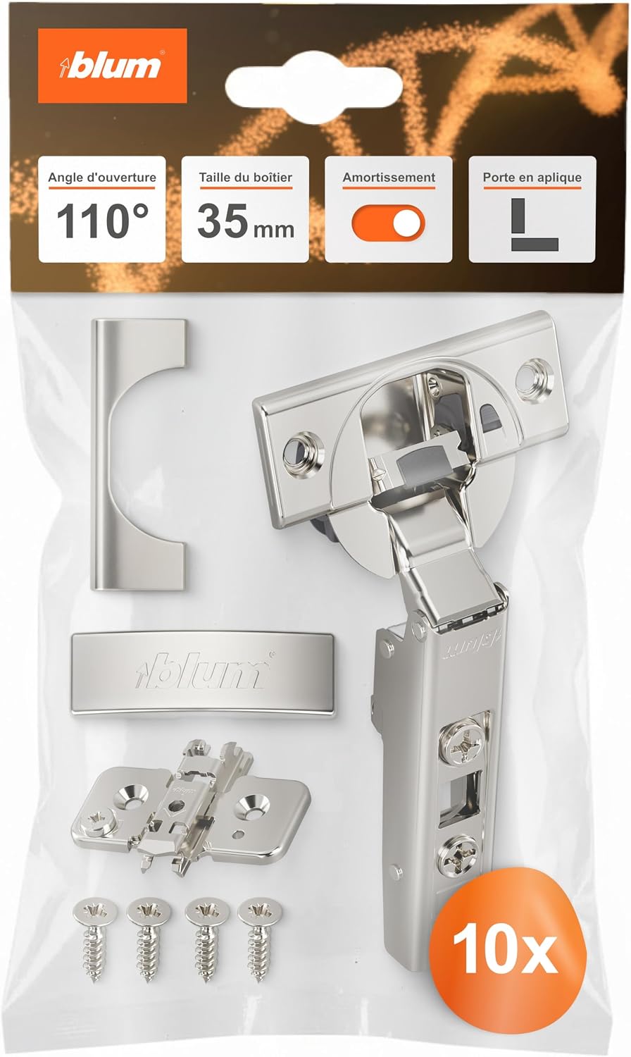 Set Mit 10 110°-scharnieren Für Schränke – Vernickelter Stahl – Integrierter Soft-close-mechanismus – Präzise 3d-einstellung – Für Küchen- Und Badezimmertüren – 35 Mm Durchmesser