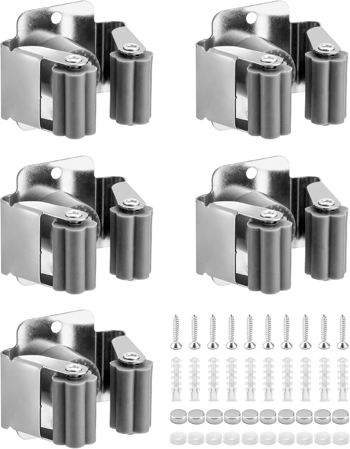 5-teiliger Wandorganizer Aus Edelstahl Für Besen Und Werkzeuge, Mit Automatischer Befestigung, Für Garage, Küche Und Badezimmer