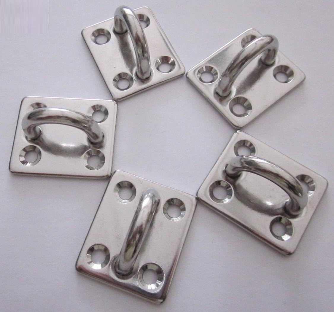 Montageplatte Aus Edelstahl A2 – 5er-pack – Edelstahl – Robuste Befestigung Für Gurte Und Planen – Industrie- Und Außeneinsatz – 50 X 40 Mm