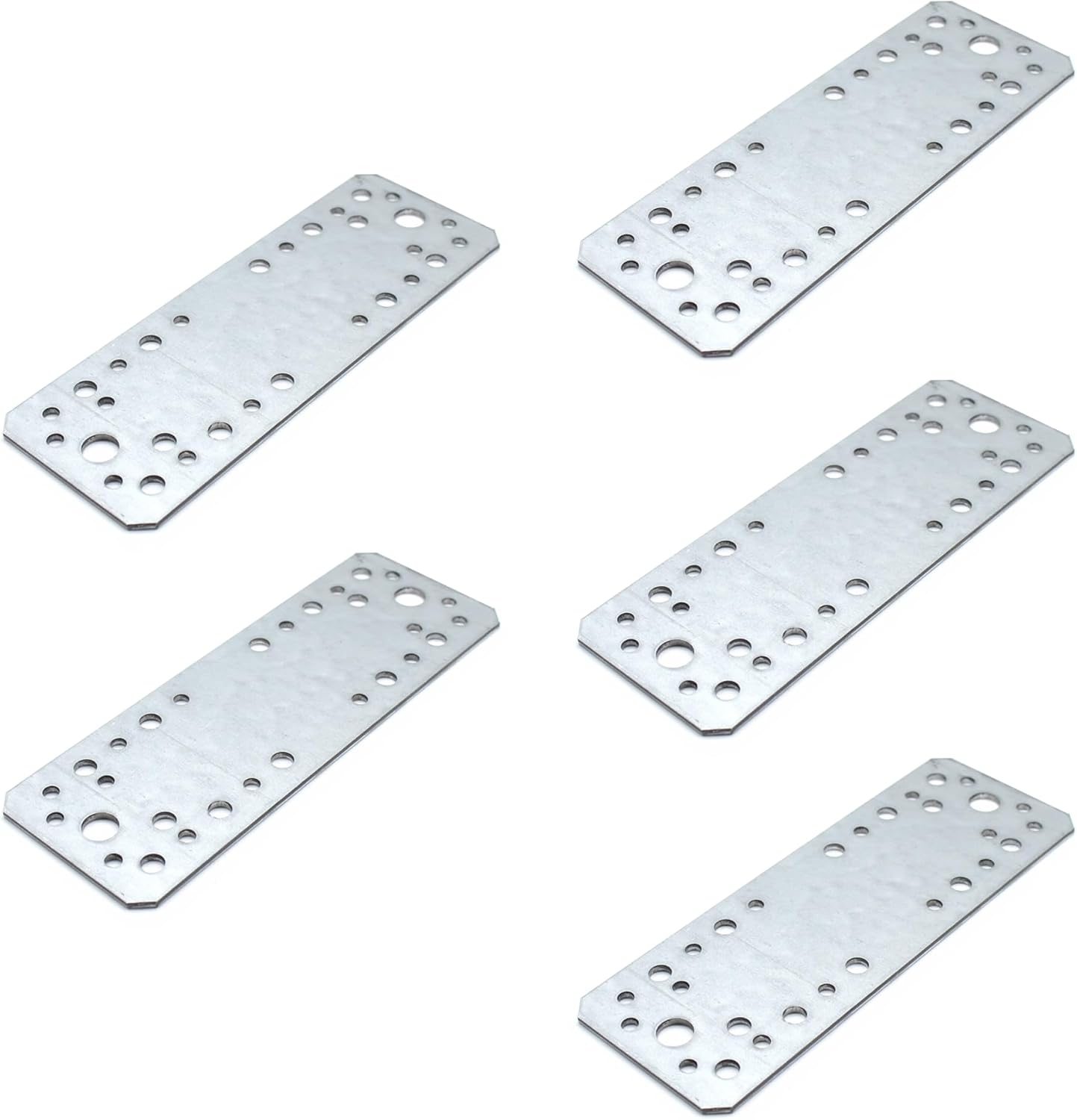 Flache Verbindungsplatte – 5er-pack – Verzinkter Stahl – Robuste Konstruktionsverstärkung – Tischlerei Und Zimmerei – 140 X 55 X 2,5 Mm