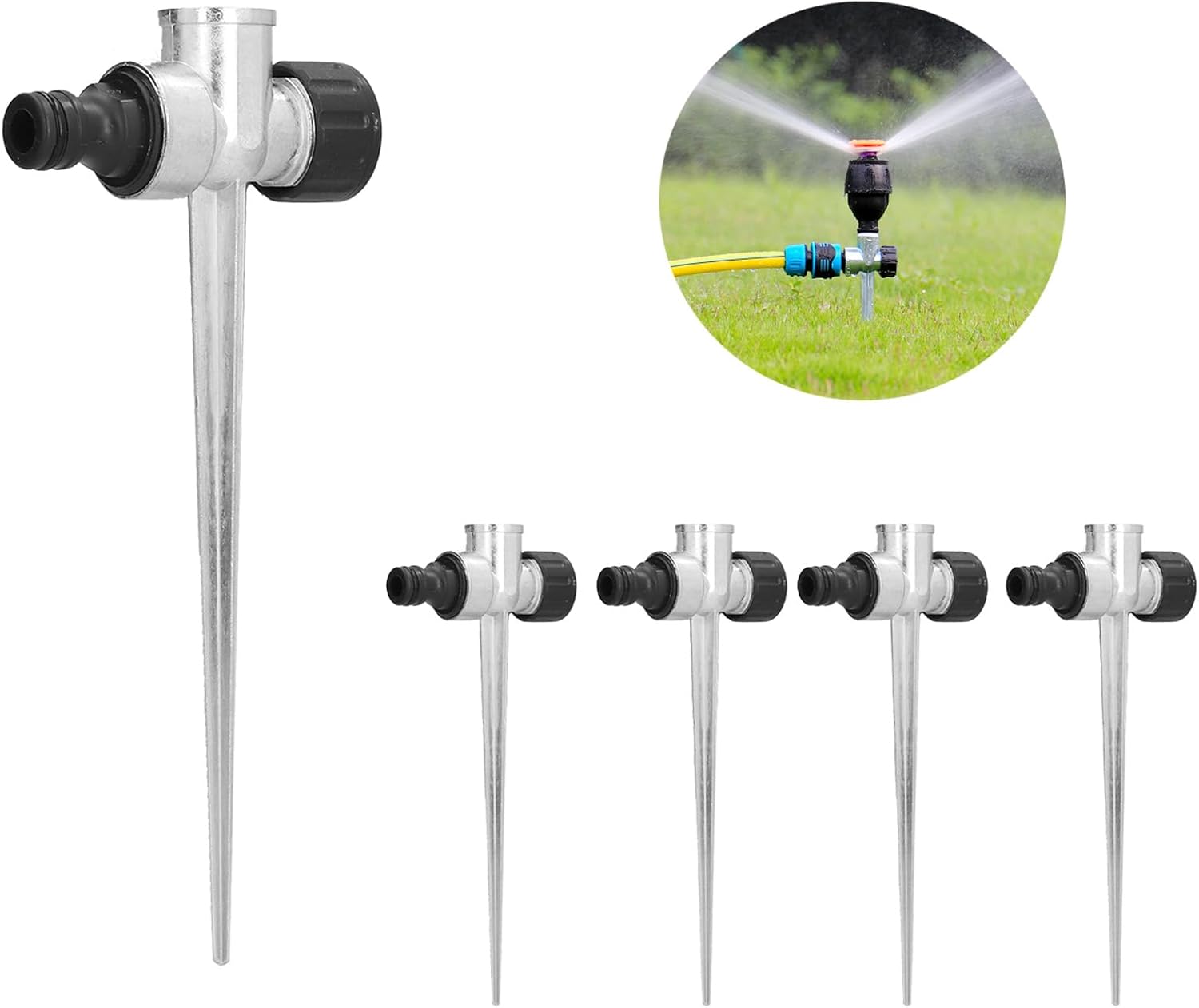 Metall-sprinkleranschluss – 5-teilig – Robustes Messing – 1/2-zoll-gewinde – Garten- Und Rasenbewässerung – Silber