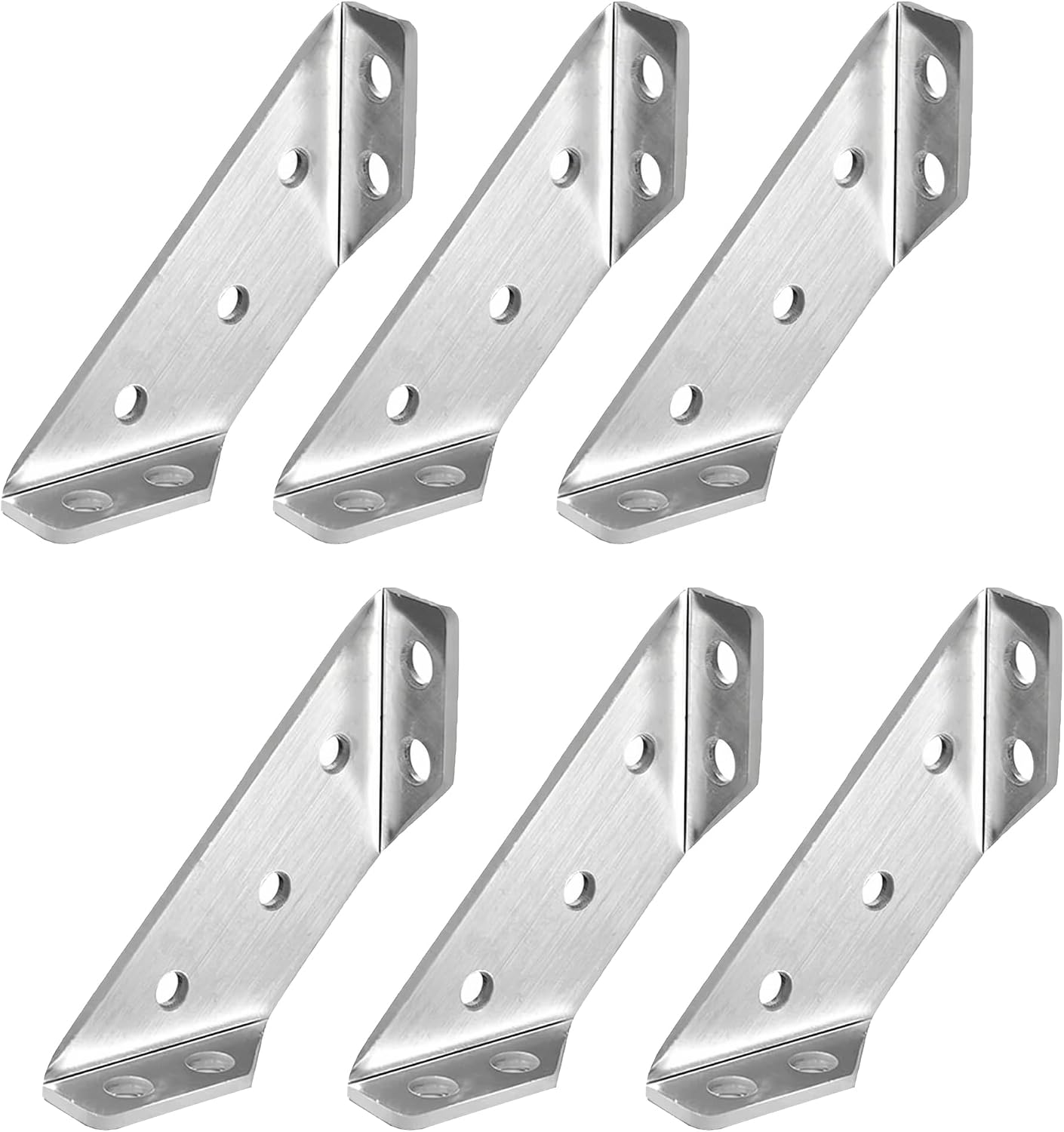 Dreieckige Verstärkungswinkel – 6er-set – Dickes Edelstahl – 90°-winkelverstärkung – Für Möbel Und Regale – Silber 50 X 50 Mm