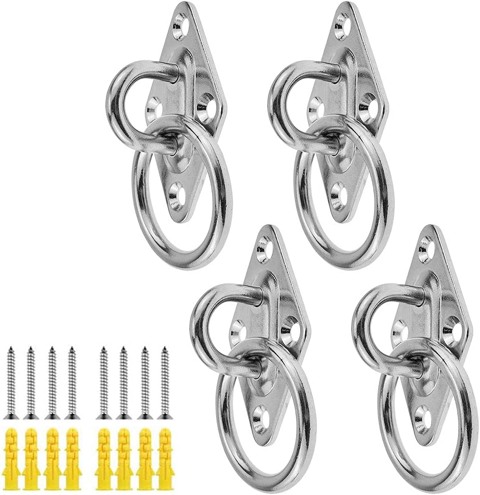 4 Ösenplatten Aus Edelstahl 304 – Robuste Wandhaken Für Hängematten Und Bootsausrüstung – 60 X 36 Mm