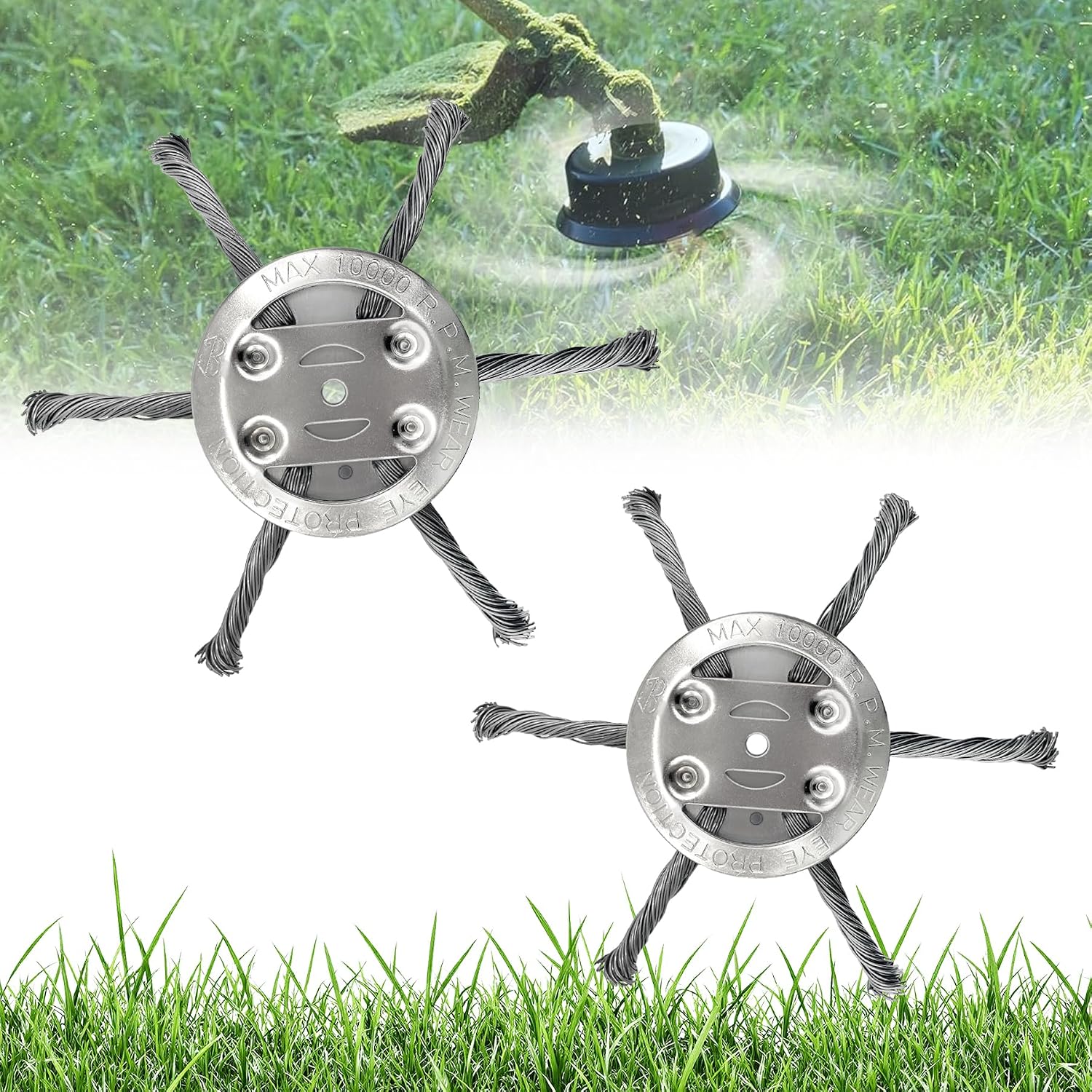 2 Freischneiderköpfe – Geflochtener Stahl – Leicht Und Langlebig – Für Hartnäckiges Unkraut – Garten Und Wege – 5,5 Mm Durchmesser