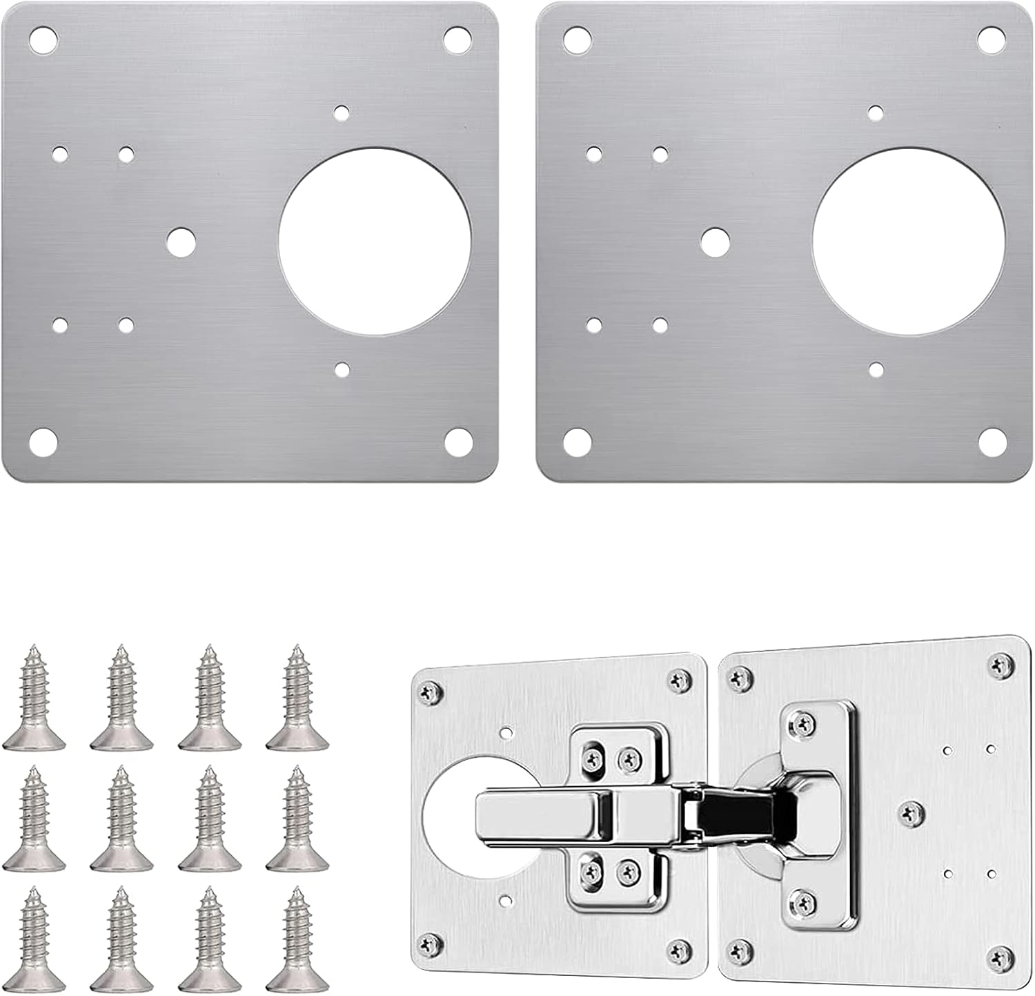 Scharnierreparaturplatte – 2 Stück – Edelstahl 304 – Strukturelle Verstärkung Für Türen, Schränke Und Wohnzimmermöbel – 9 X 9 Cm, Silber