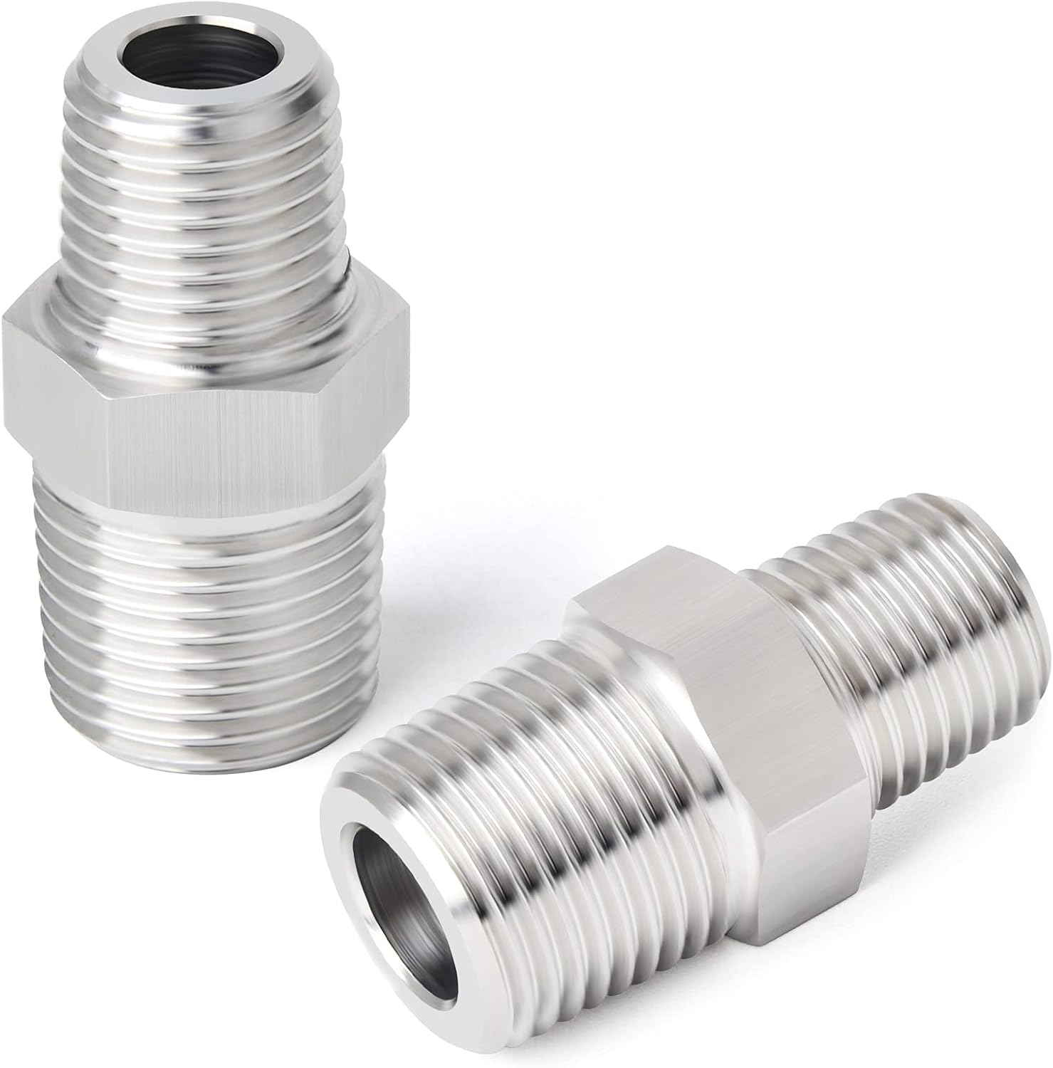 Reduzierstück (außengewinde) – 2er-pack – Edelstahl 304 – 1/2" Auf 3/8" Bsp-reduzierung – Sanitär- Und Industrieanwendungen – Silber