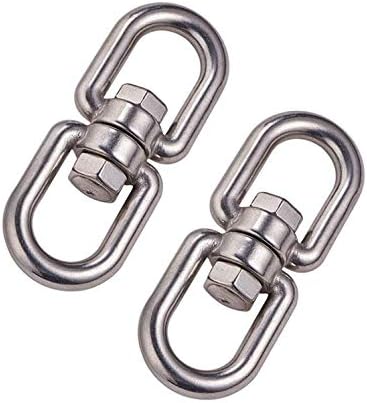 Set Mit 2 M10-drehringen – Edelstahl 304 – Doppelhaken – 360° Drehbar, Verwicklungsfrei – Für Schaukelstühle, Hängesessel Und Den Außenbereich – Silber