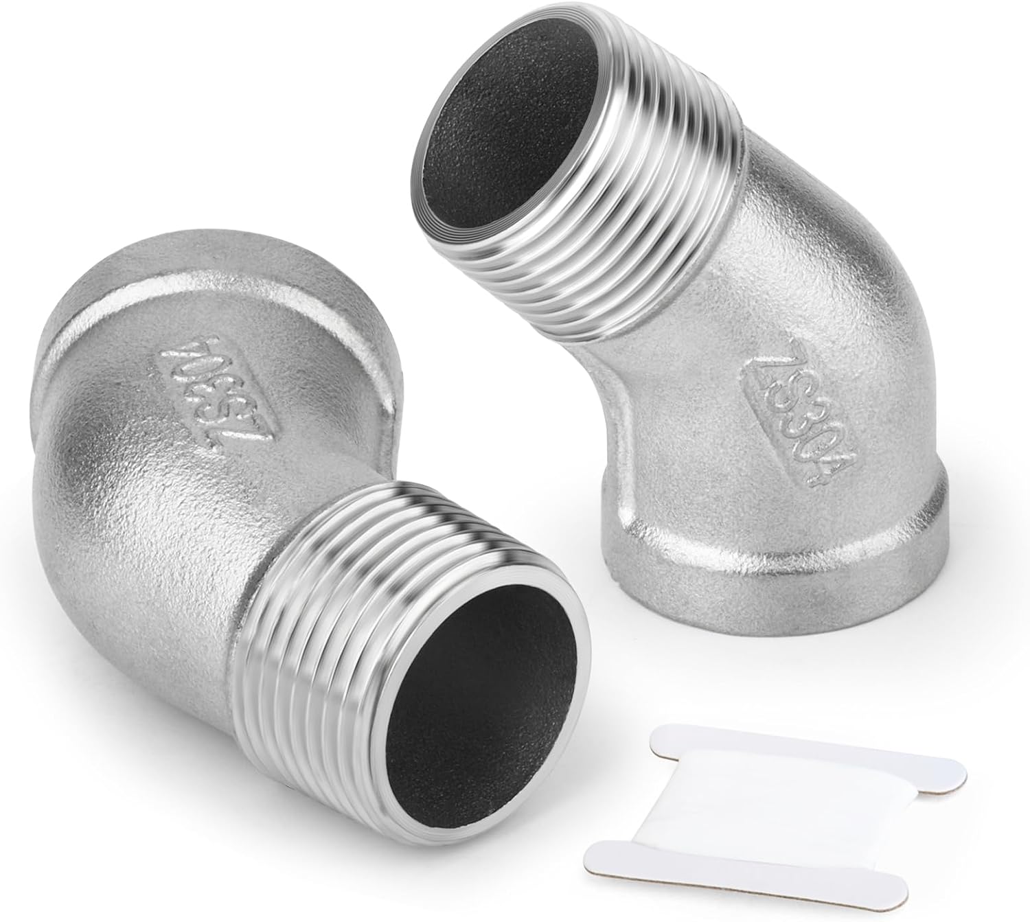 304 Edelstahl-winkelstück – 2er-pack – 304 Edelstahl – 1/2" Innen-/außengewinde 45°-adapter – Sanitär Und Heizung – Silber