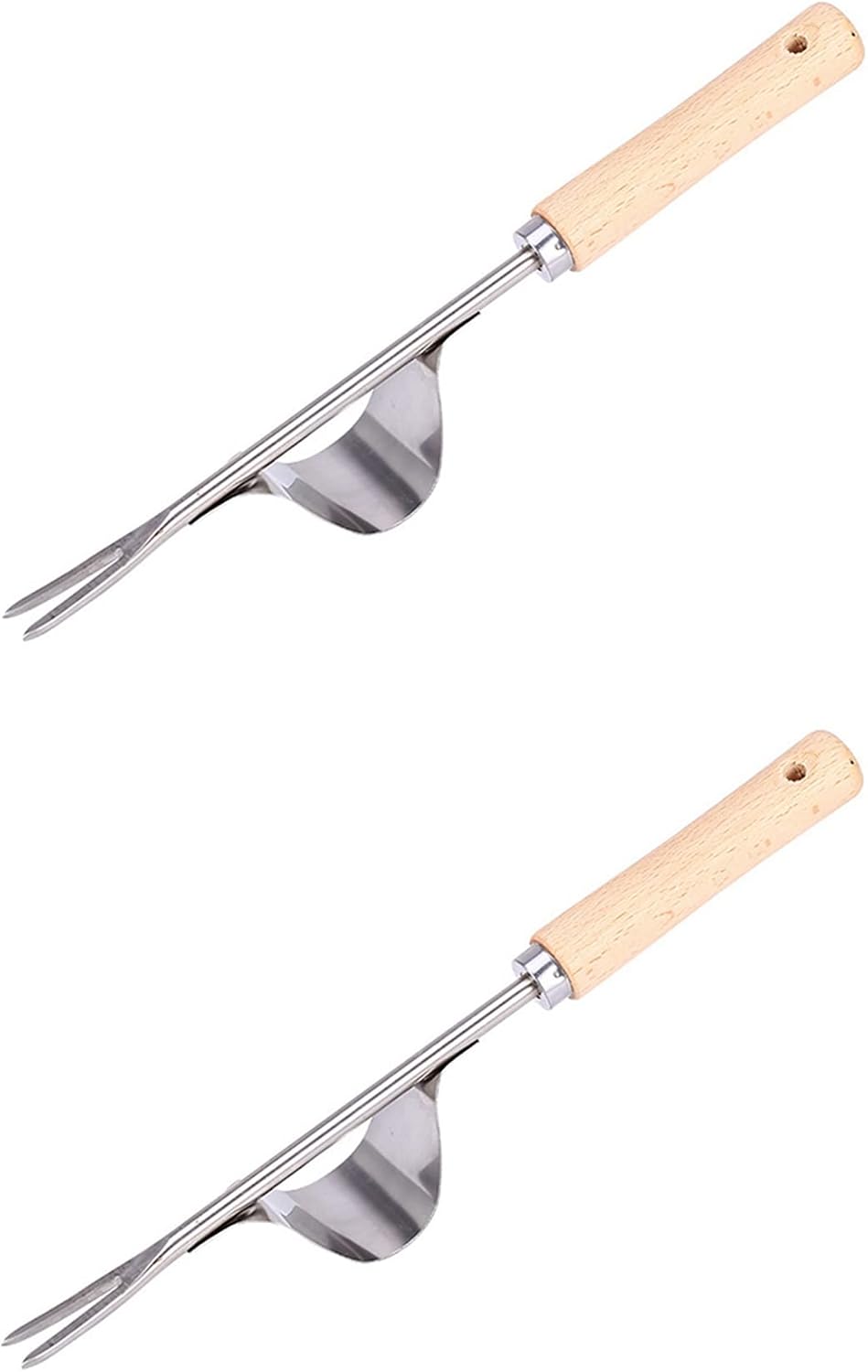Manueller Unkrautstecher – 2er-set – Edelstahl Und Holz – Tiefenwurzelentfernung – Löwenzahnbekämpfung – 32 Cm