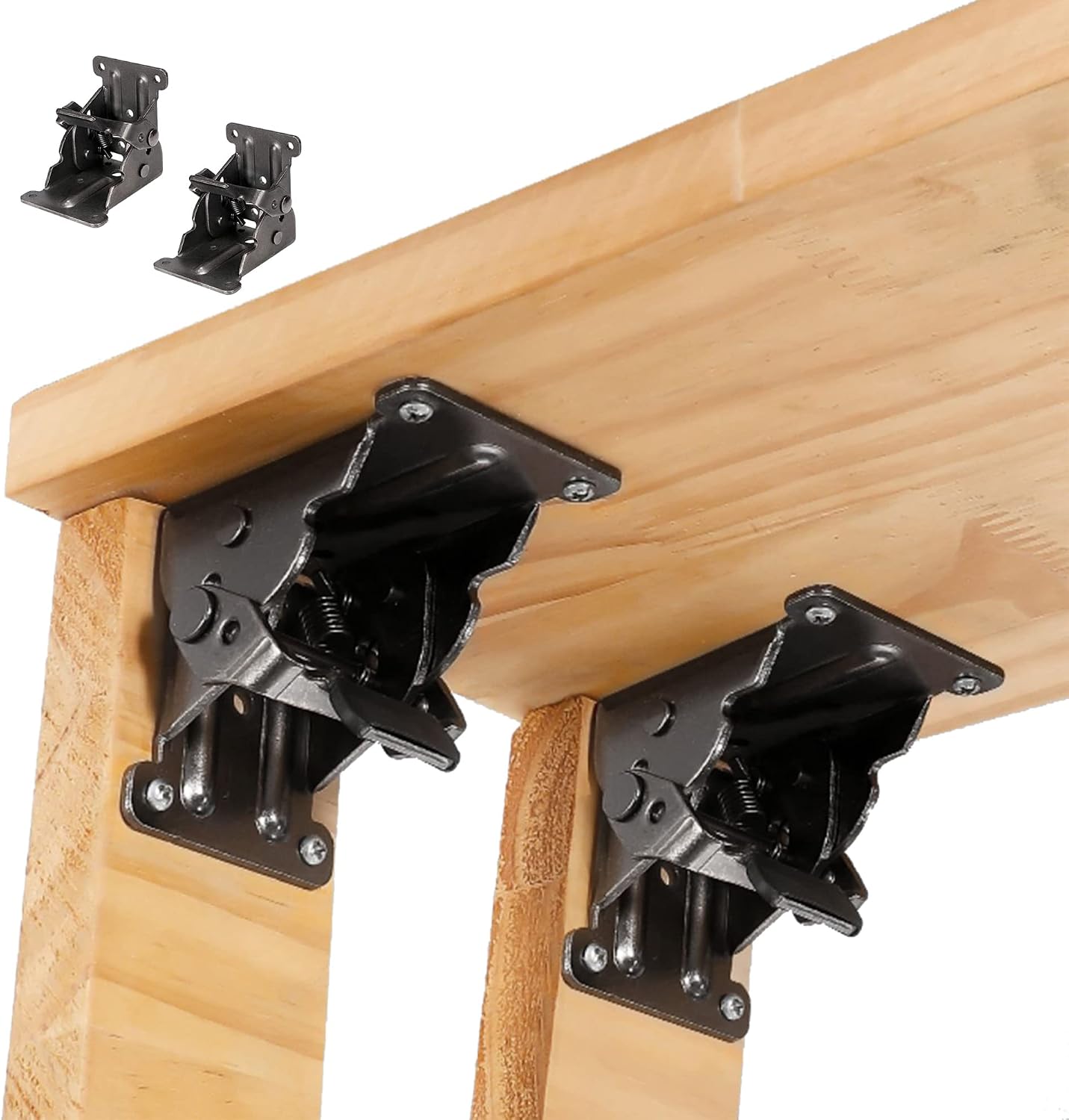 Klappbare Stützen – Dickes Stahlblech – Selbstverriegelnde Scharniere – Für Tisch, Bett, Heimwerkerprojekte – Tragkraft 227 Kg – Silber