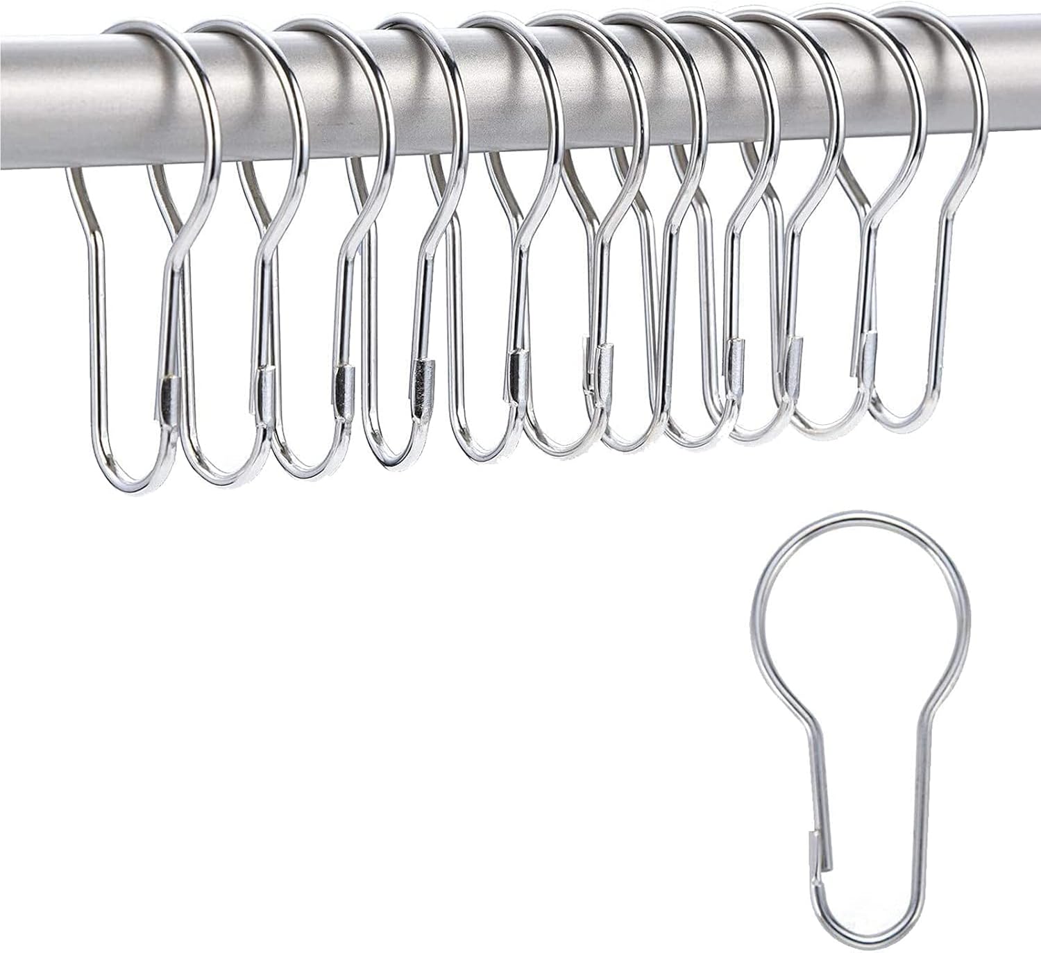 Set Mit 12 Duschvorhangringen Aus Metall – Universell Einsetzbar, Leichtgängig – Rostbeständig – Für Bad Und Küche