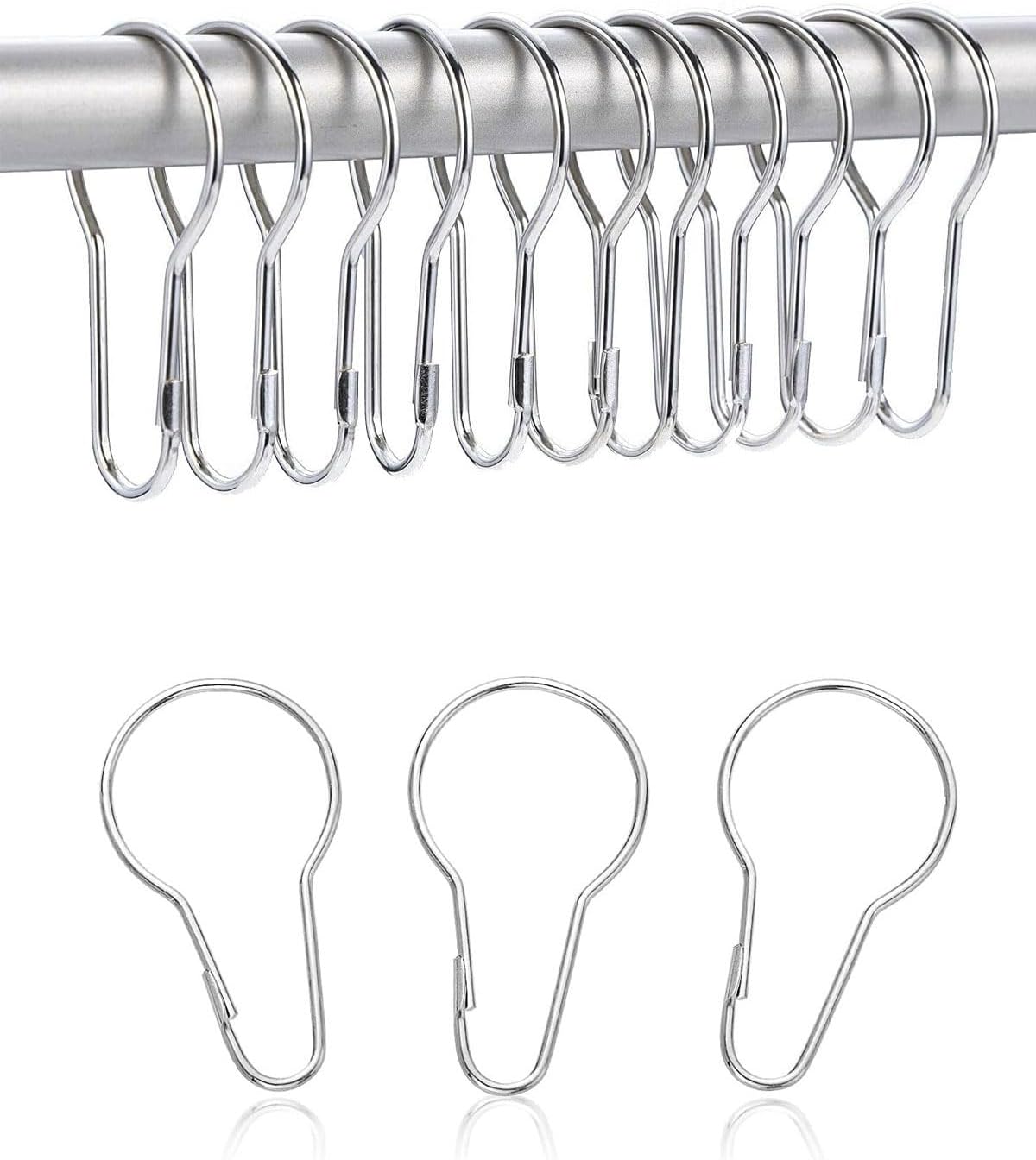 Gardinenringe – 20 Stück – Edelstahl – Verriegelbare Haken – Für Bad Und Küche – 6,8 X 3,8 Cm