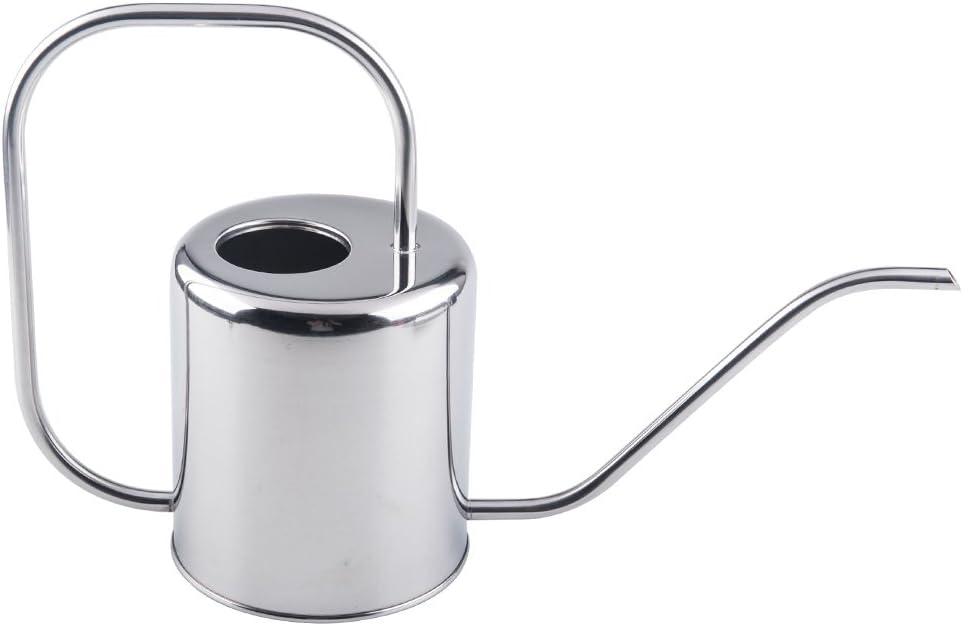 Gießkanne Aus Edelstahl, 1,5 L – Langer, Präziser Ausguss – Silbernes Metalldesign – Für Drinnen Und Draußen Geeignet – Ideal Für Gartenarbeit Und Sukkulenten