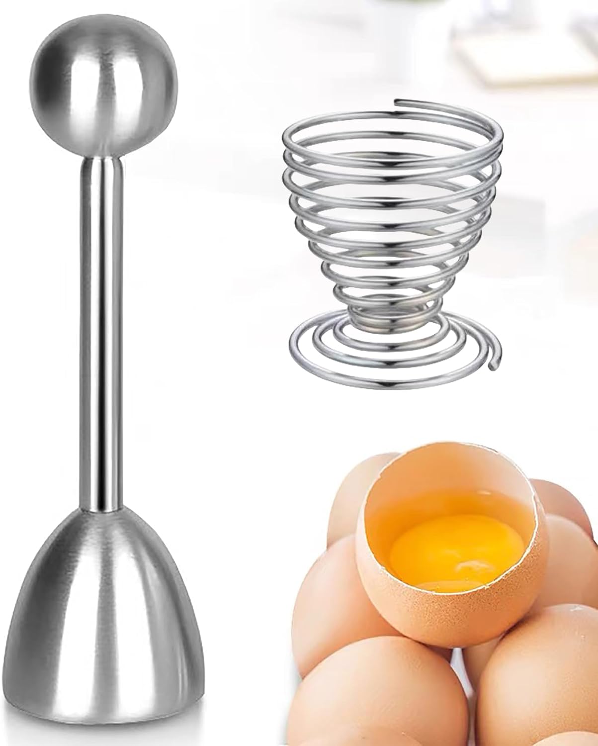 Eieröffner Aus Edelstahl – 1 Stück – Elegantes Design – Schneidet Eier Von Harten Und Weichen Schalen Sauber – Ideal Für Den Täglichen Gebrauch Und Zum Frühstück – Silberfarben