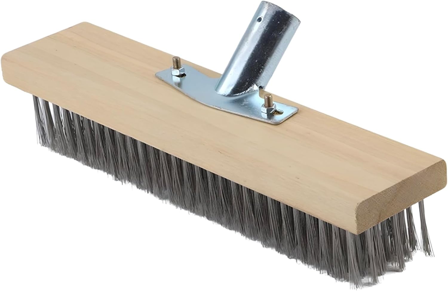 Metallbürstenkopf – 1 Stück – Edelstahl Und Holz – Moos- Und Schmutzentfernung – Terrasse, Garten, Einfahrt – 30 Cm
