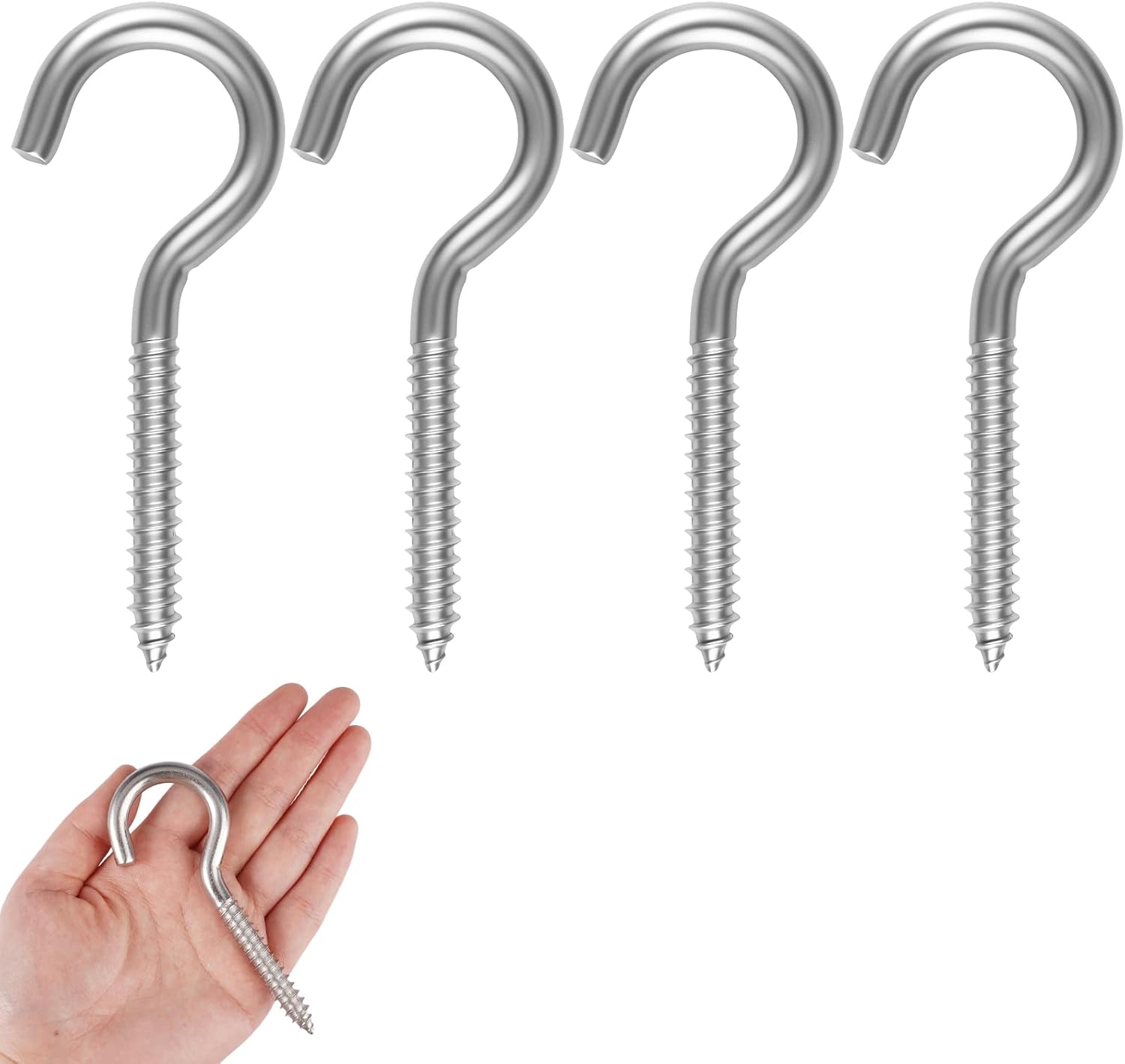 Schraubhaken Aus Edelstahl – 4er-pack – Edelstahl 304 – Tragkraft: 300 Kg – Für Hängematten Und Garten – M8 X 100 Mm