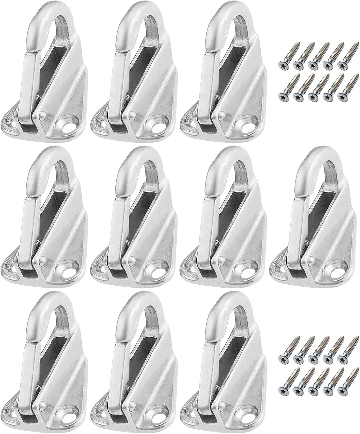 Planenspannhaken – 10er-pack – Edelstahl 316 – Robuste 3-loch-befestigung – Für Boot, Garage Und Haushalt – Silberfarben