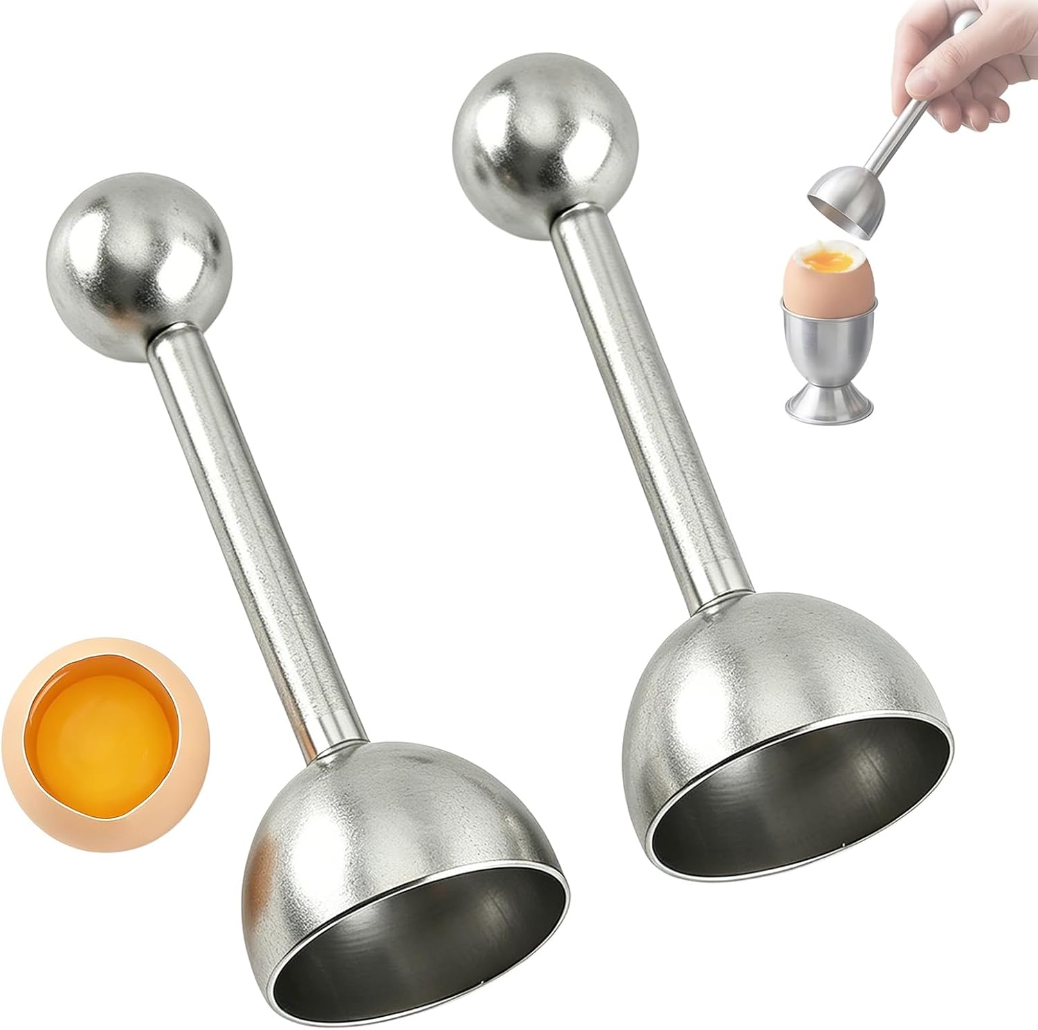 Eierschneider Aus Edelstahl – 2er-set – Modernes Design – Präziser Vibrationsmechanismus – Für Hart- Und Weichgekochte Eier – Für Den Täglichen Gebrauch In Der Küche
