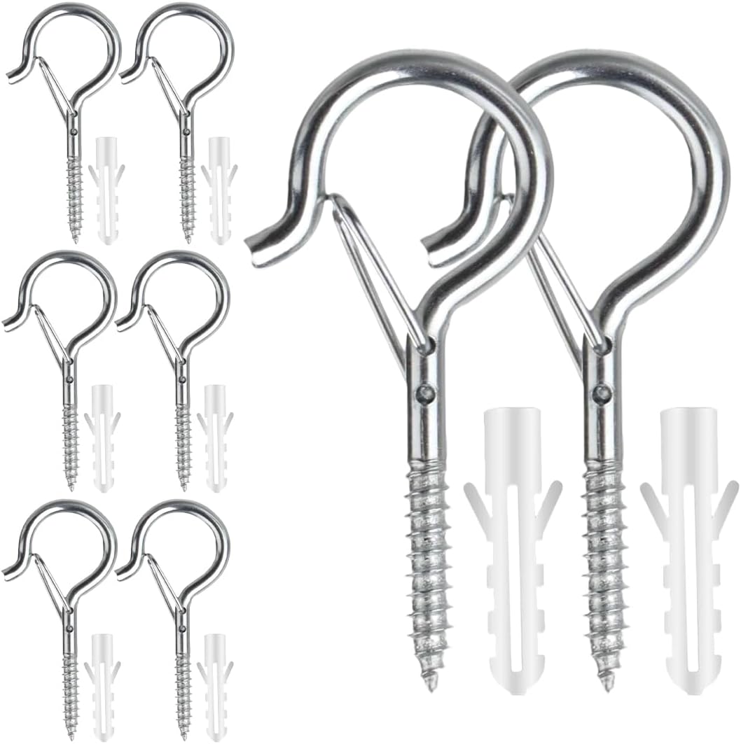 M4 Edelstahl-schraubhaken – 8er-pack – Edelstahl – Haken Mit Integrierter Sicherheitsverriegelung – Für Pflanzen Und Laternen – Silber
