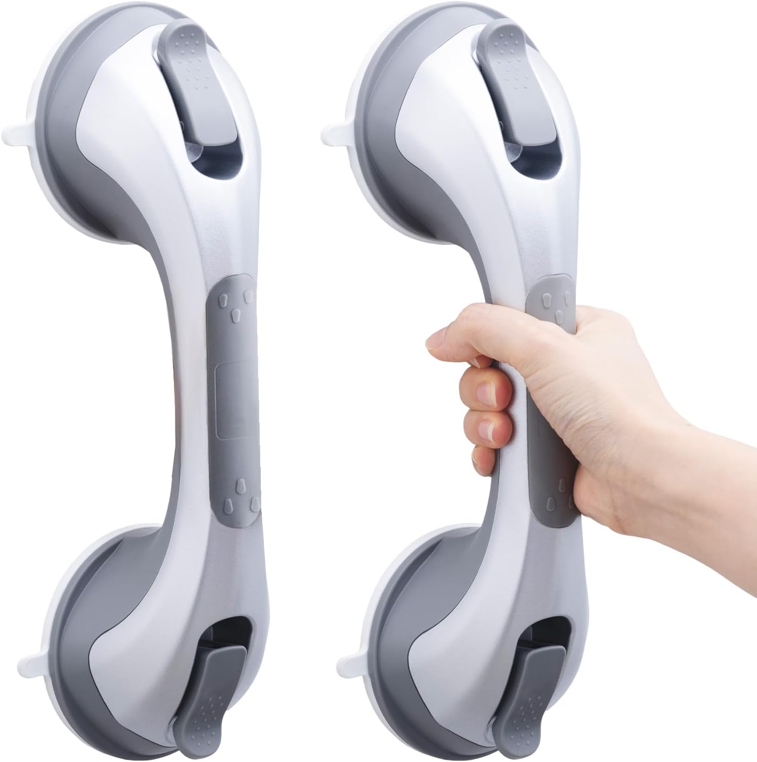 Duschhaltegriff Ohne Bohren – 2er-set – Verstärktes Abs Und Silberfarben – Tragkraft Bis 110 Kg – Badezimmersicherheit Für Senioren – 31 Cm
