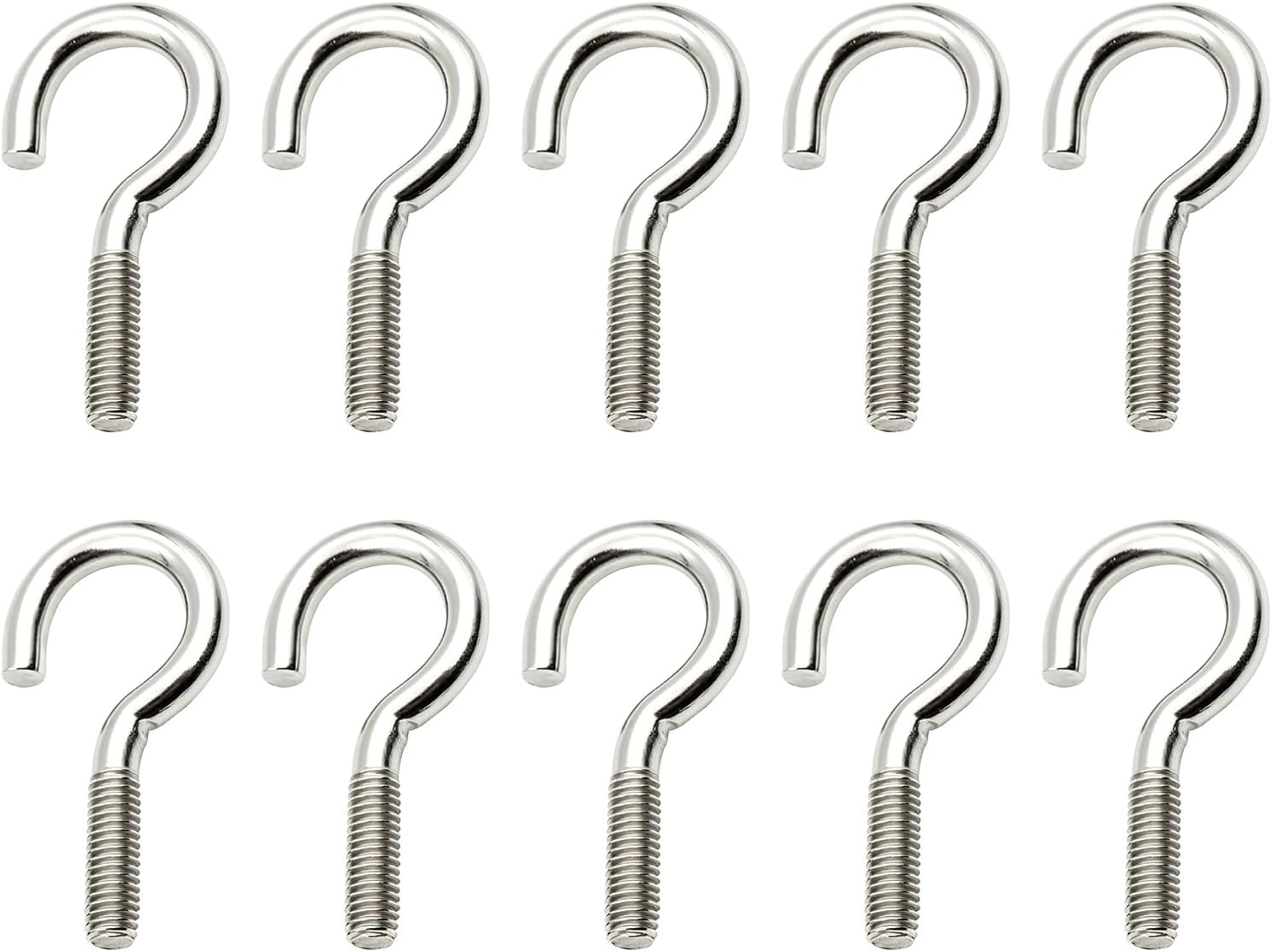 Schraubhaken Aus Edelstahl – 10er-pack – M6 X 50 Mm – Wand- Und Deckenmontage – Für Pflanzen, Lampen, Aufbewahrung – Silber
