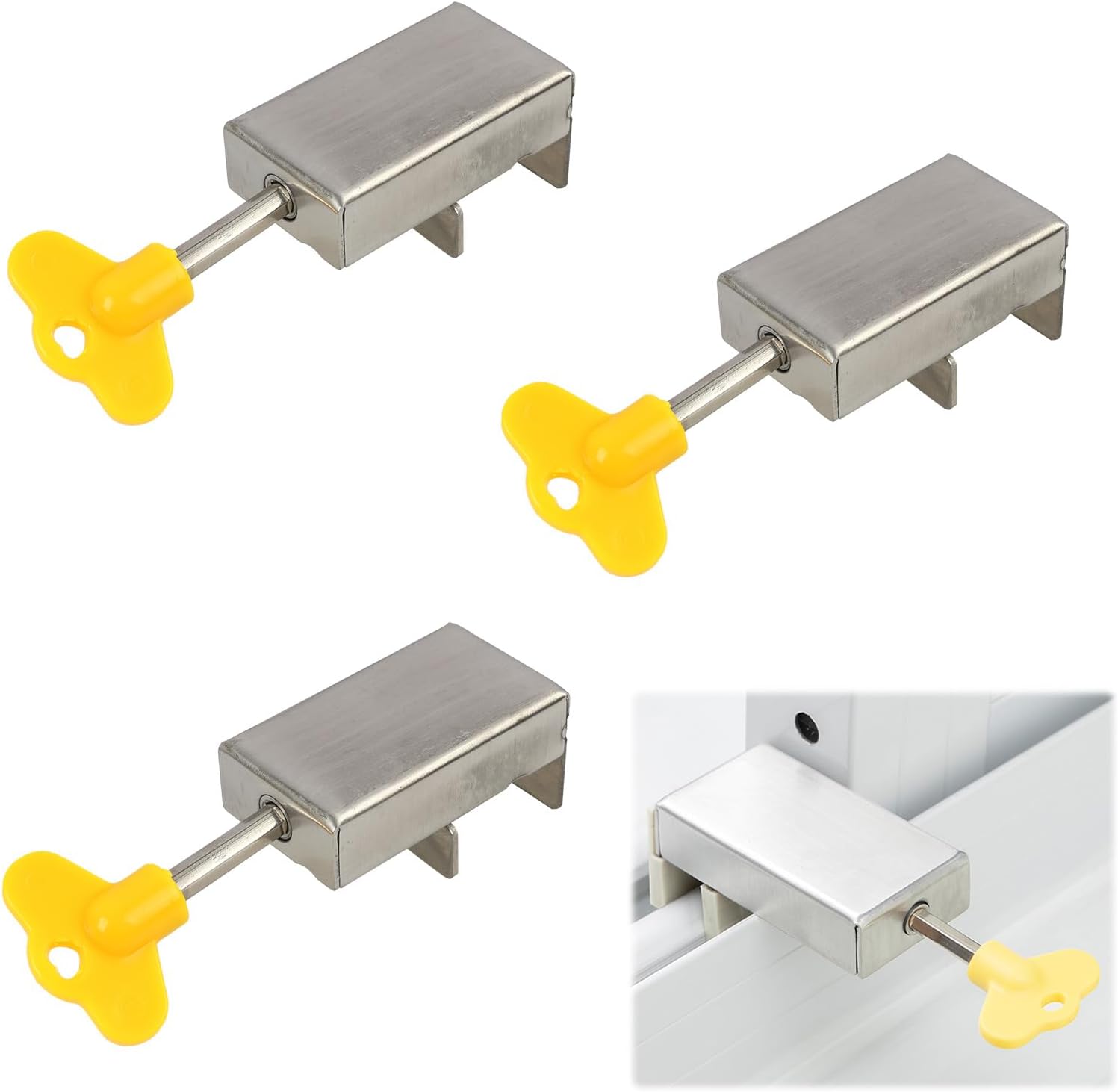3er-set Sicherheitsschlösser Für Schiebetüren – Robustes Aluminium Mit Schlüsseln – Einbruchschutz Und Kindersicherung – Für Türen Und Fenster