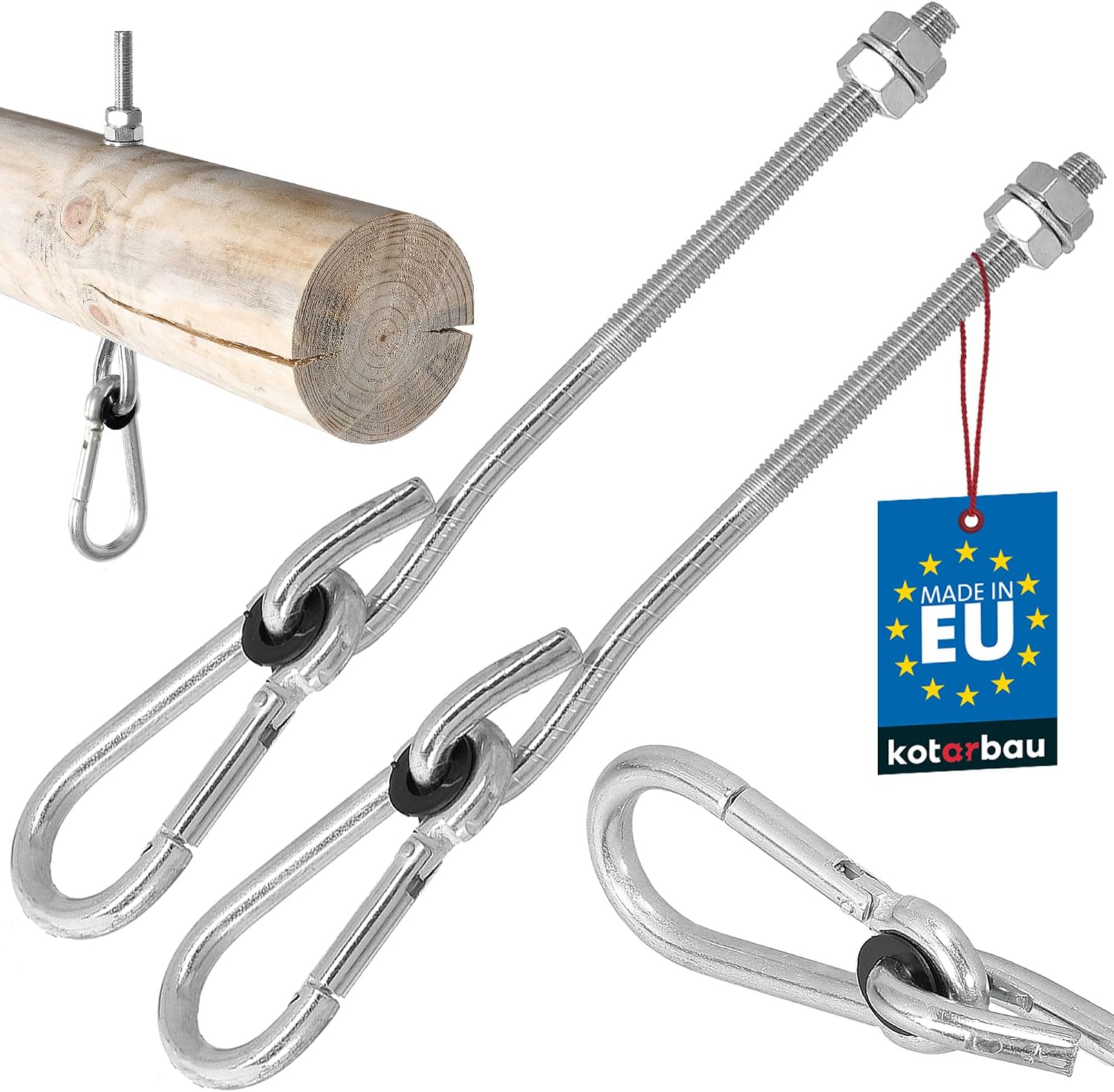Set Mit 2 M10-schwinghaken - Verzinkte Karabiner